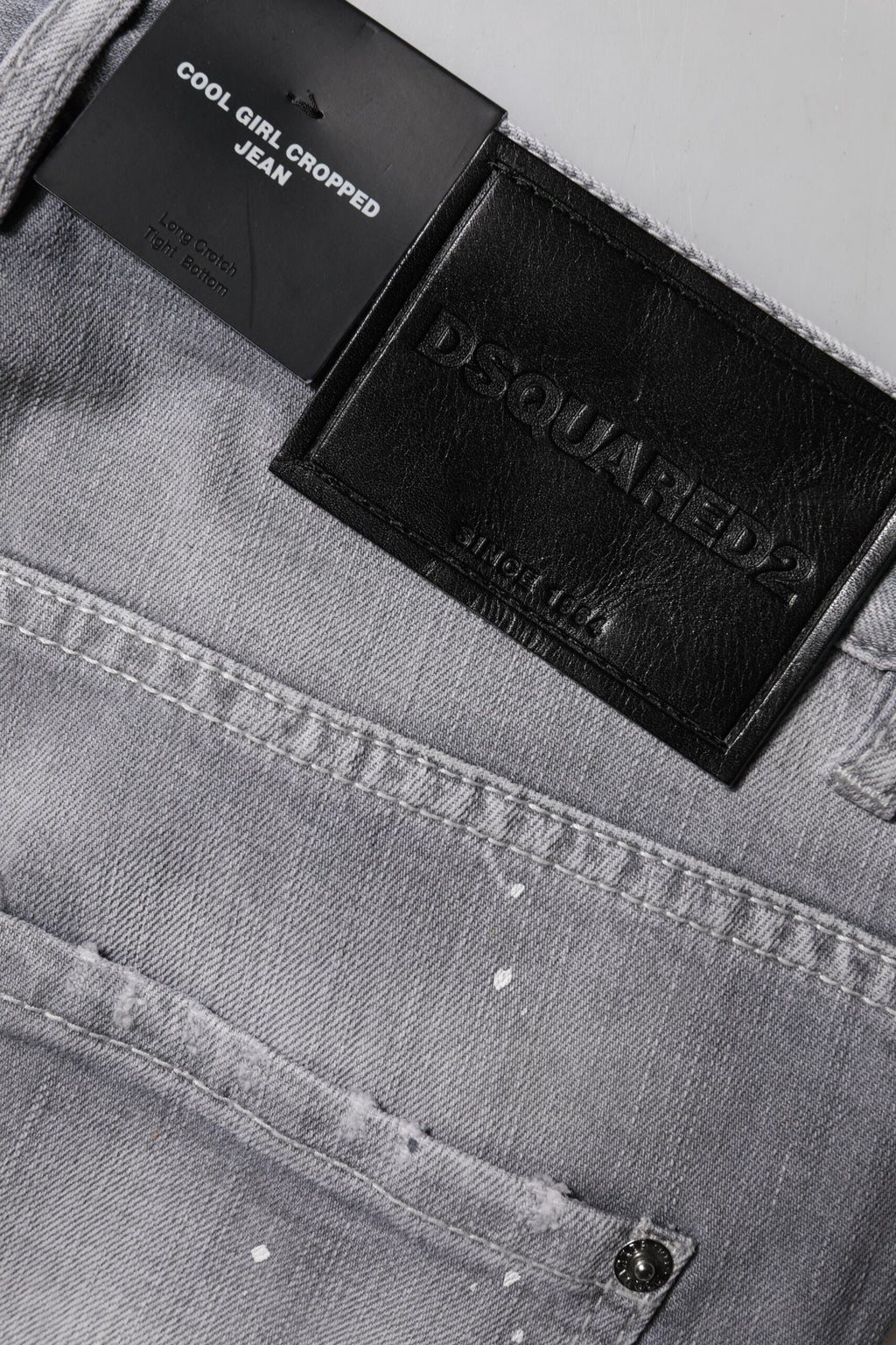 Jean fuselé Dsquared² gris délavé taille mi-haute