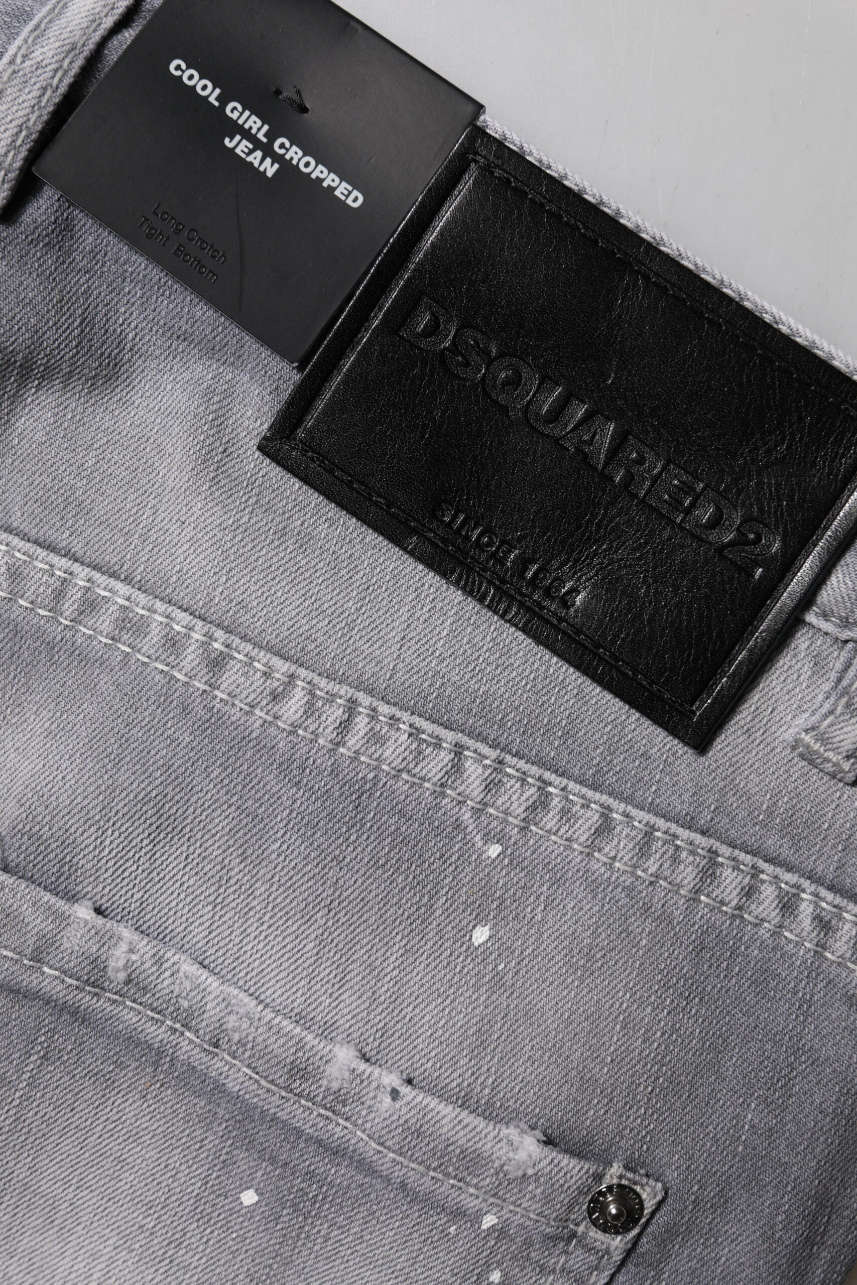 Jean fuselé Dsquared² gris délavé taille mi-haute