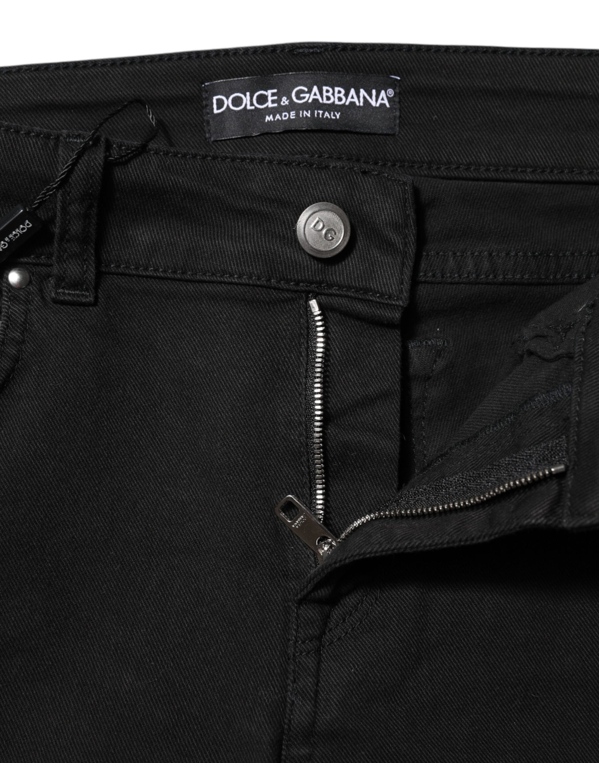 Dolce & Gabbana Jean Slim en Denim Noir Extensible de Coton