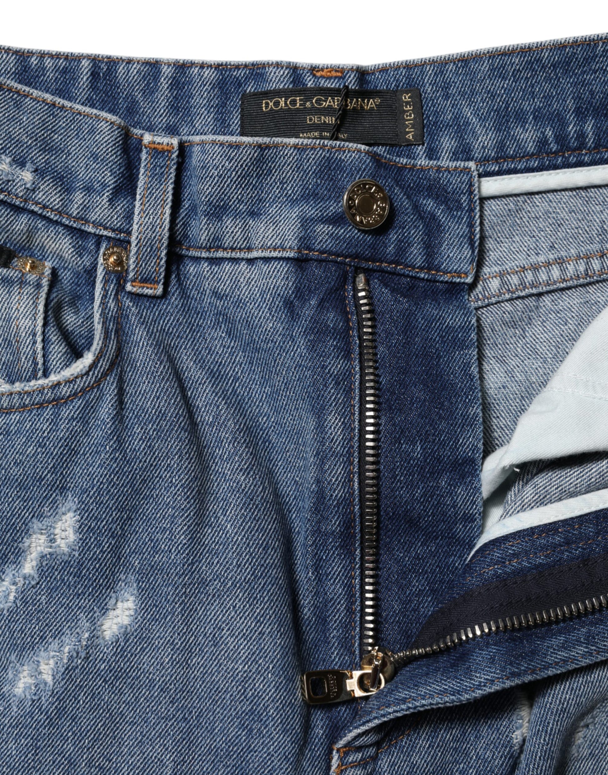 Jeans taille haute déchirés Dolce & Gabbana bleus pour femme