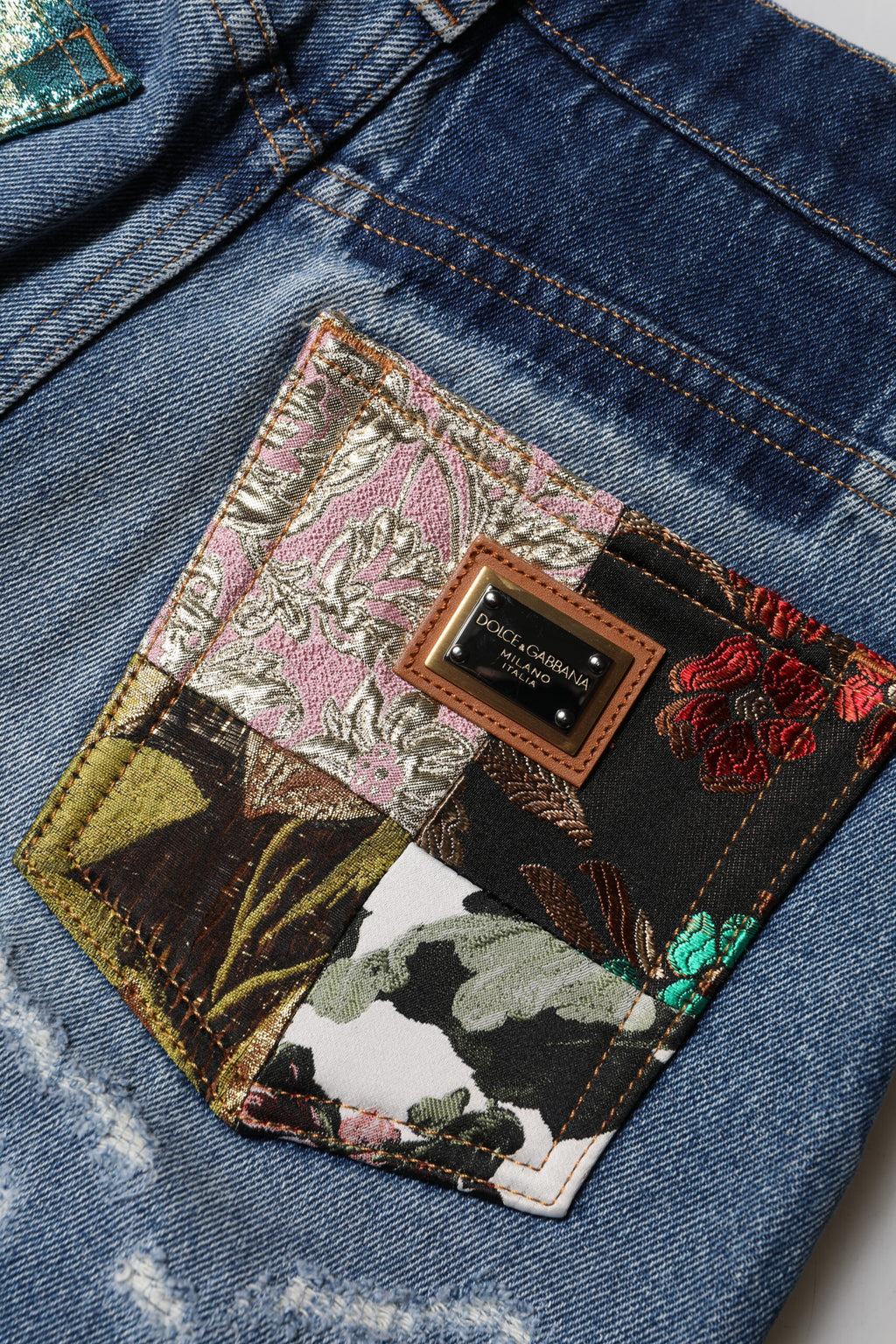 Jeans taille haute déchirés Dolce & Gabbana bleus pour femme