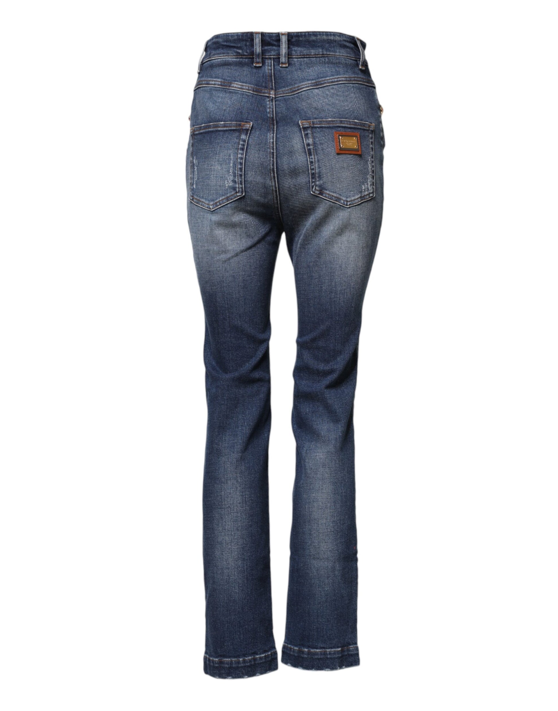 Jean en denim orné de strass bleus Dolce & Gabbana