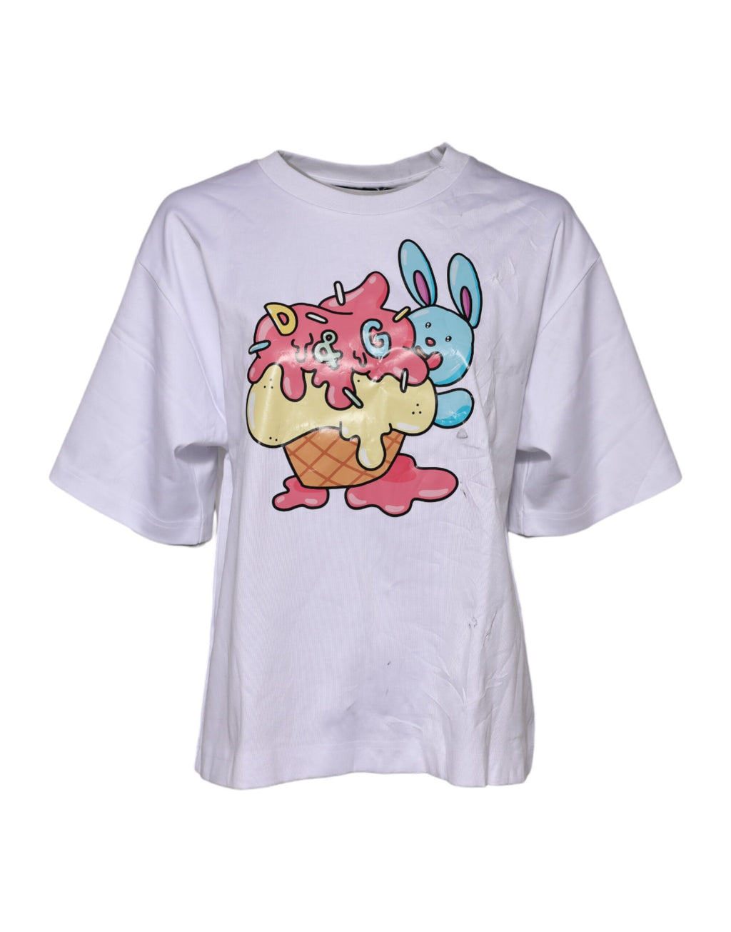 T-shirt col rond Dolce & Gabbana en coton blanc à imprimé graphique