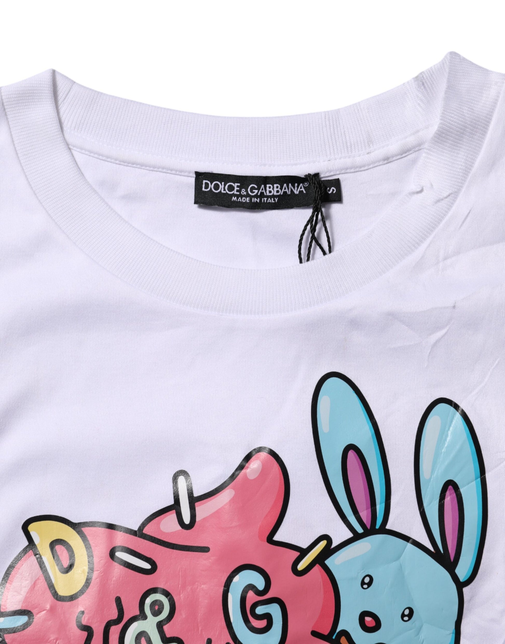 T-shirt col rond Dolce & Gabbana en coton blanc à imprimé graphique