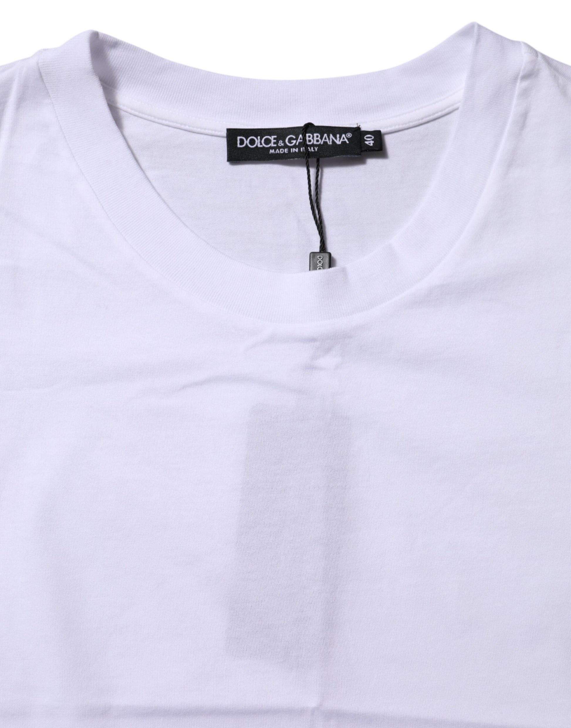 T-shirt Dolce & Gabbana en coton blanc à col rond et manches courtes