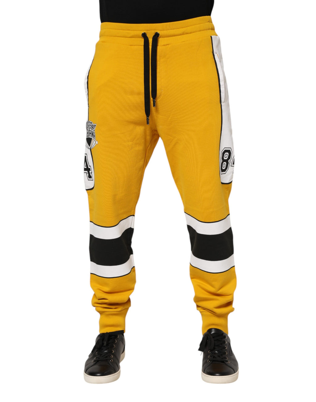 Dolce & Gabbana Pantalon de jogging en coton jaune imprimé