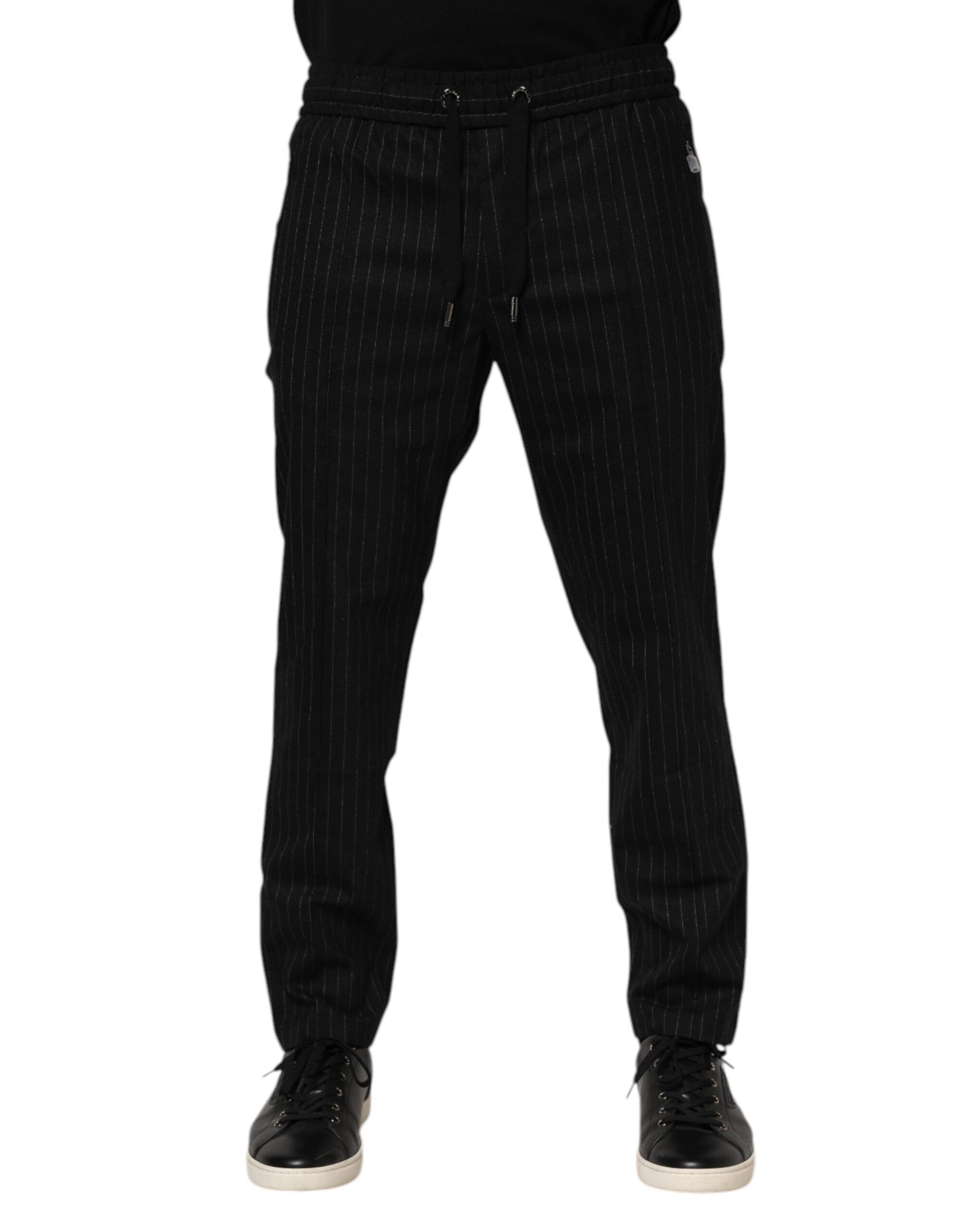 Pantalon de jogging Dolce & Gabbana en laine rayée noire pour homme