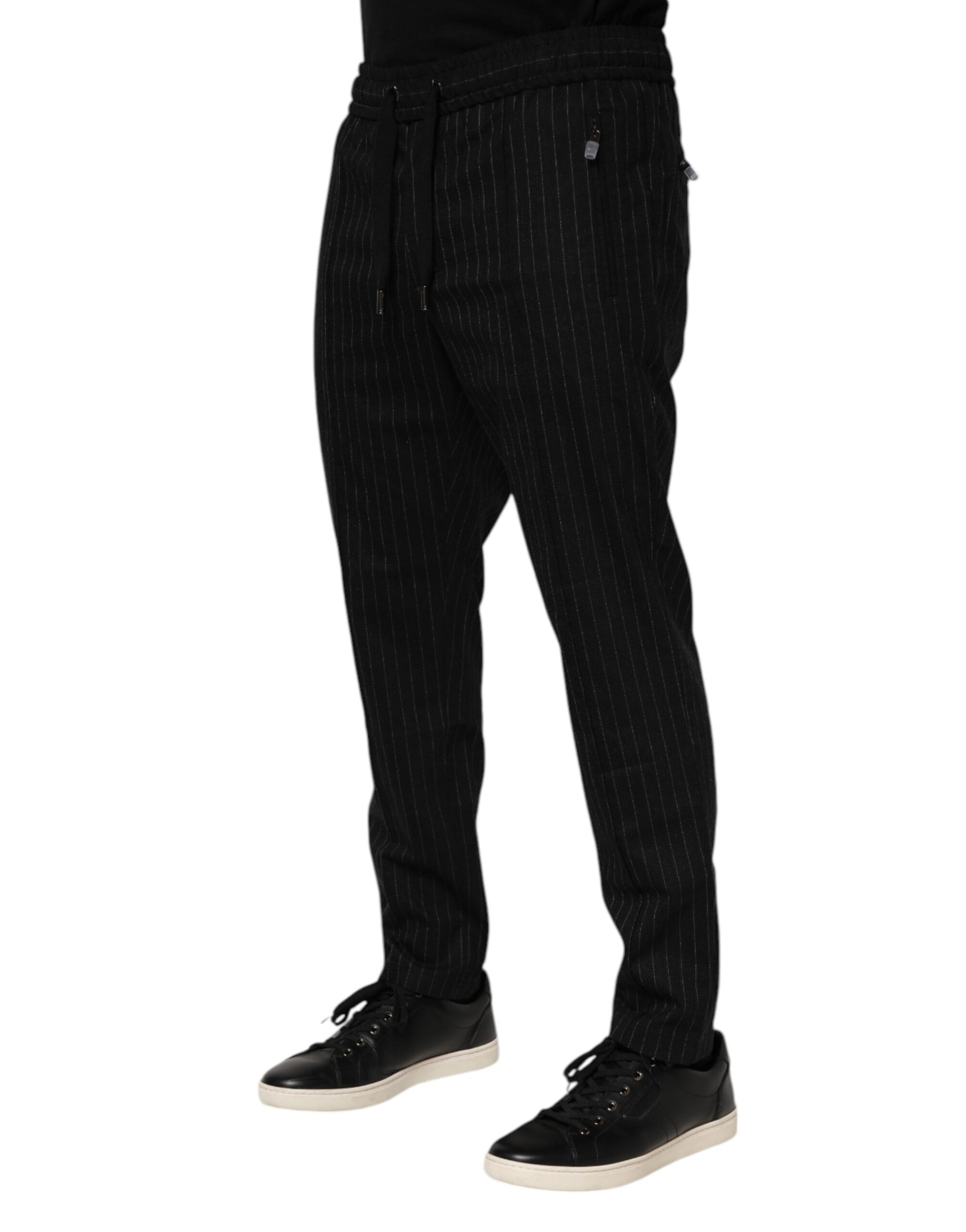 Pantalon de jogging Dolce & Gabbana en laine rayée noire pour homme