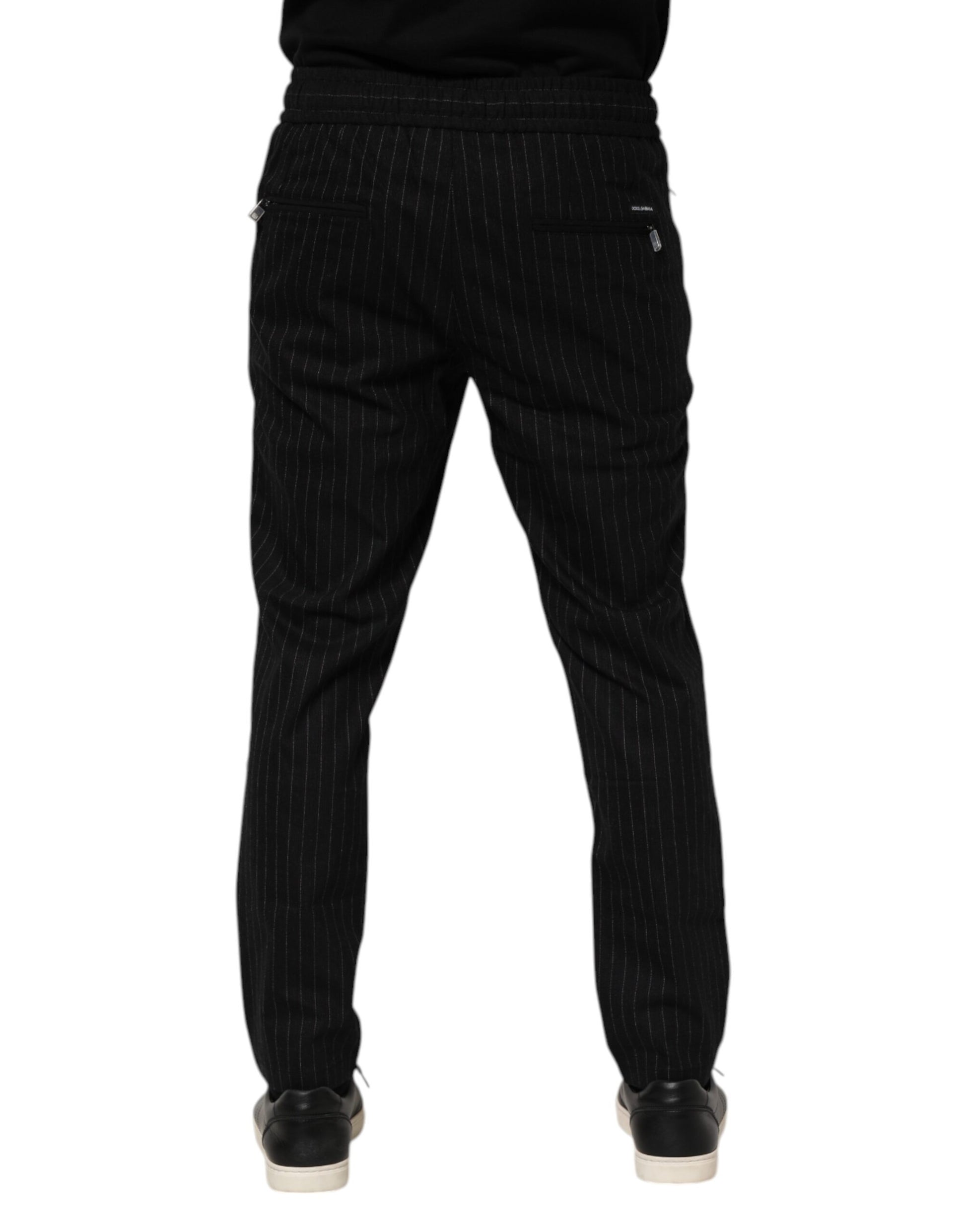 Pantalon de jogging Dolce & Gabbana en laine rayée noire pour homme