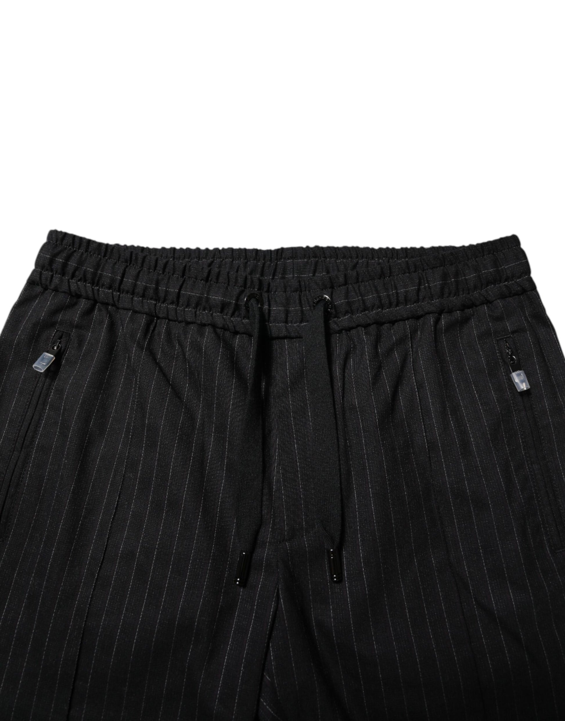Pantalon de jogging Dolce & Gabbana en laine rayée noire pour homme