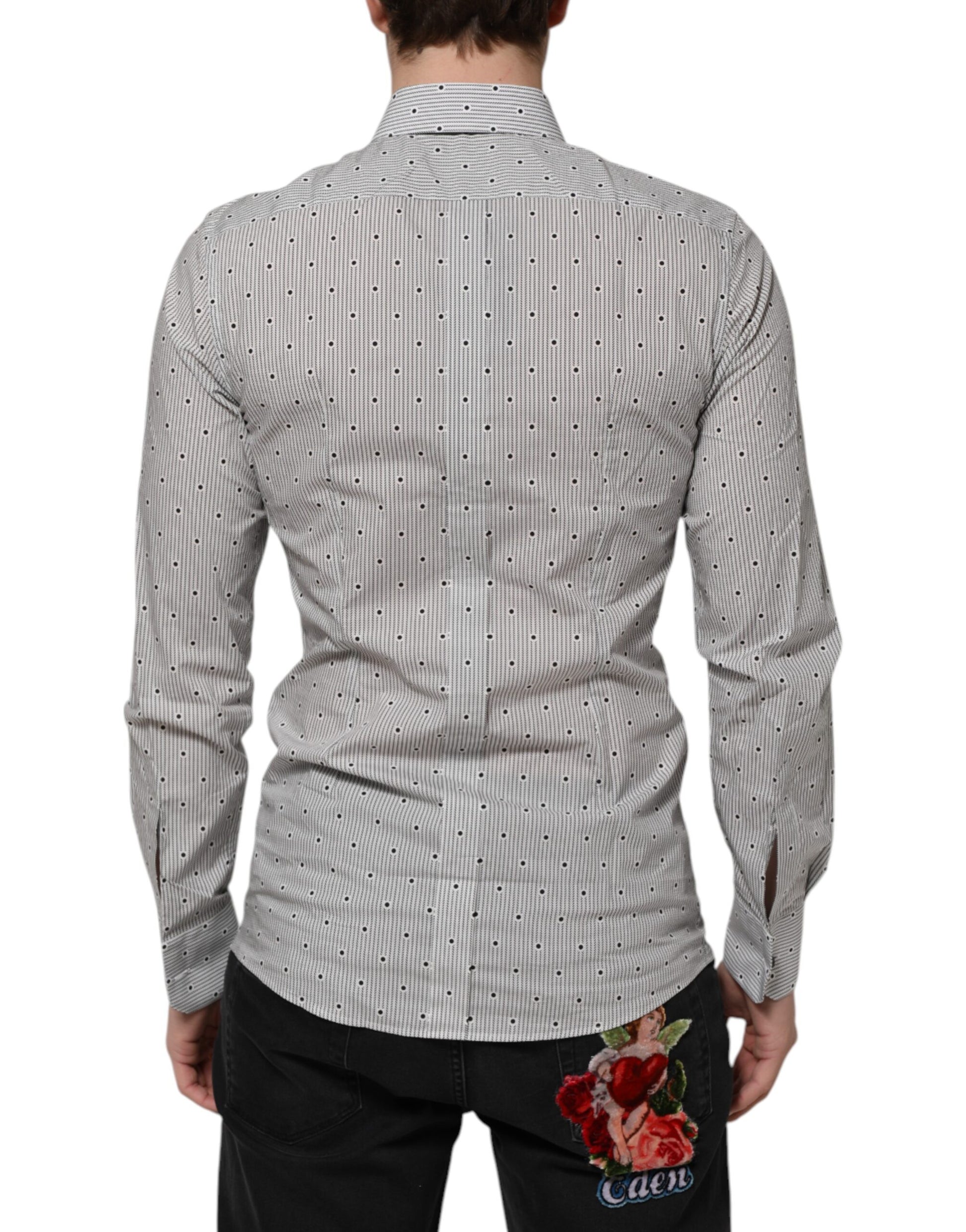 Chemise de cérémonie Dolce & Gabbana GOLD Homme, semi-ajustée, grise à pois