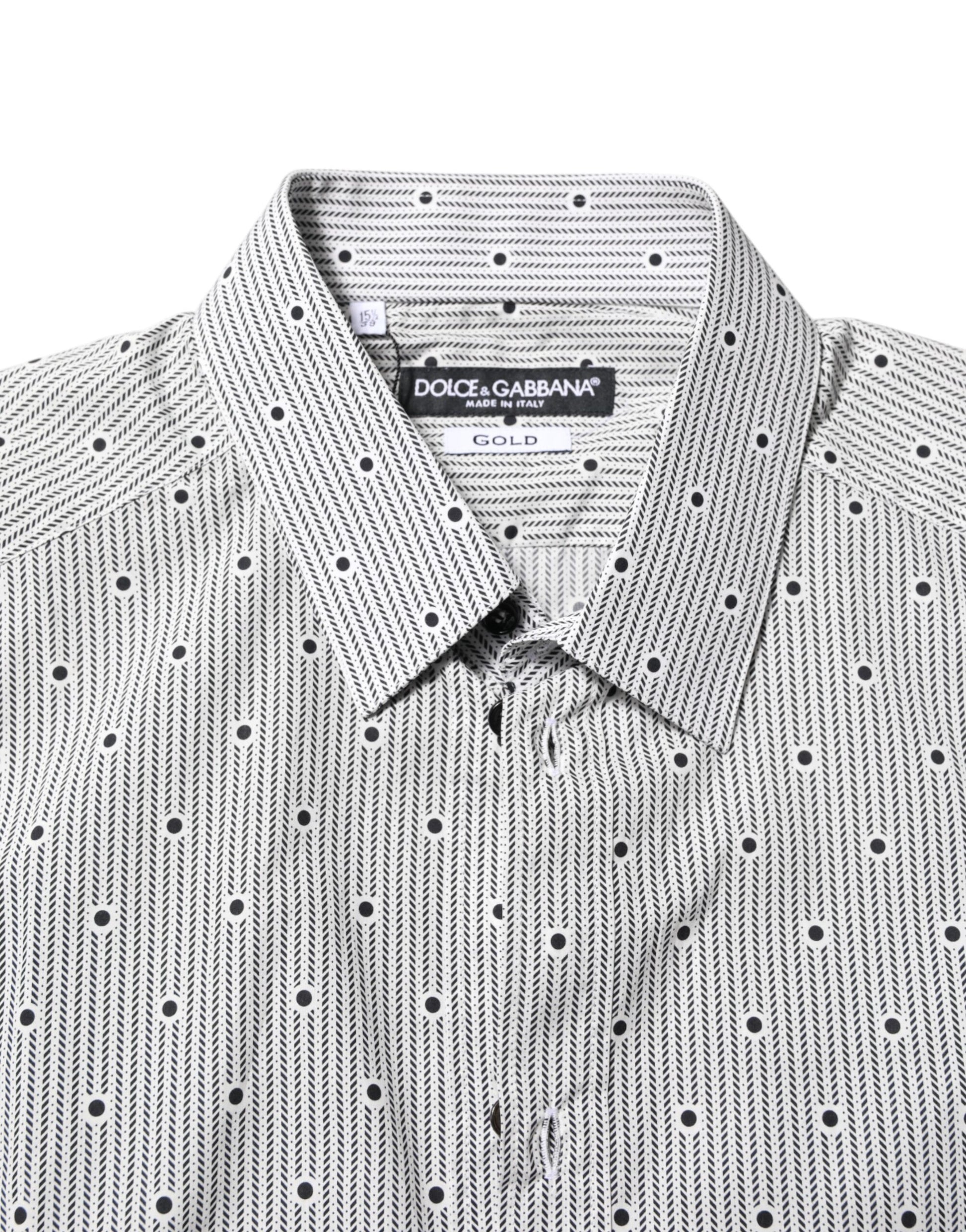 Chemise de cérémonie Dolce & Gabbana GOLD Homme, semi-ajustée, grise à pois