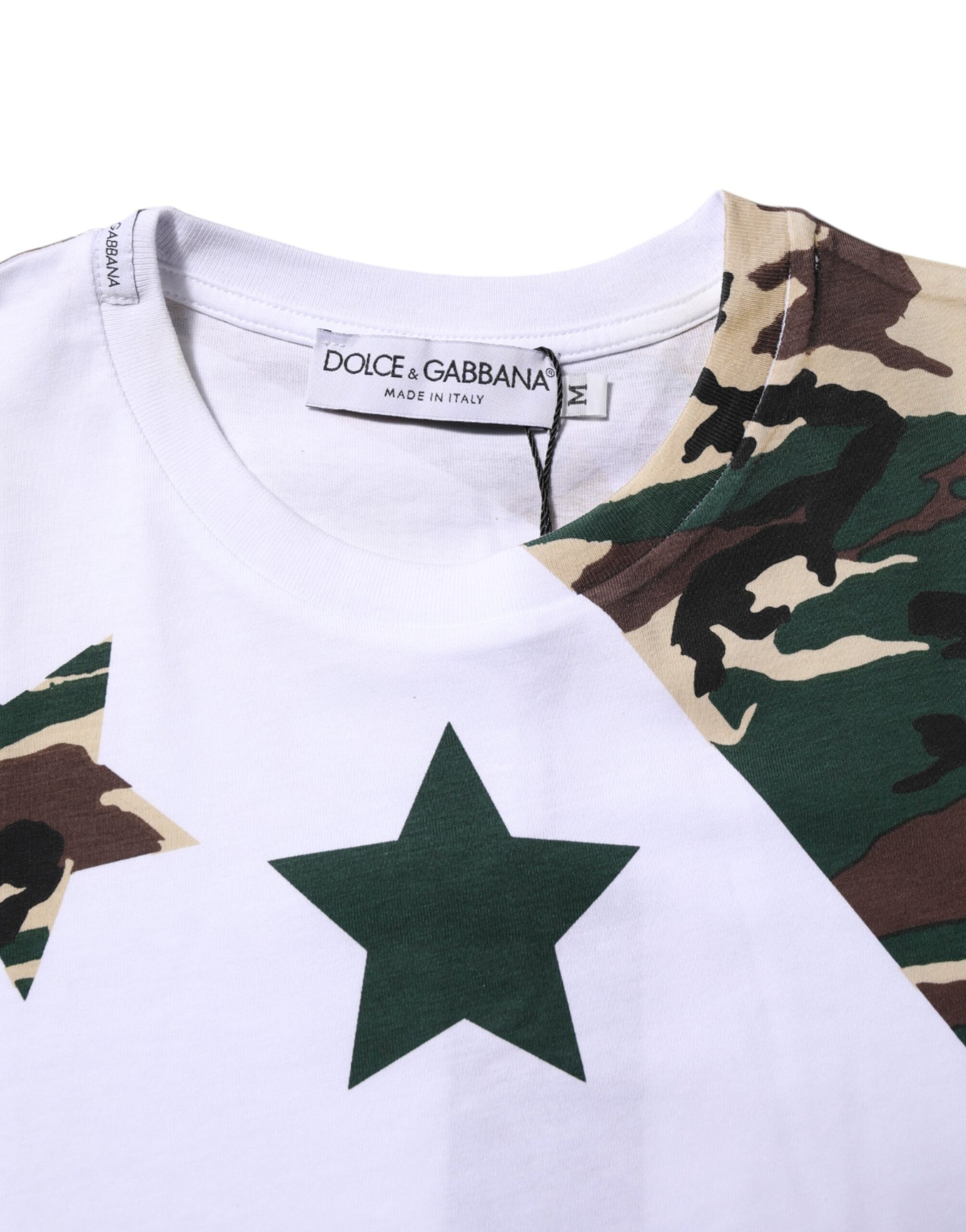 T-shirt Dolce & Gabbana en coton blanc camouflage à col ras du cou pour homme