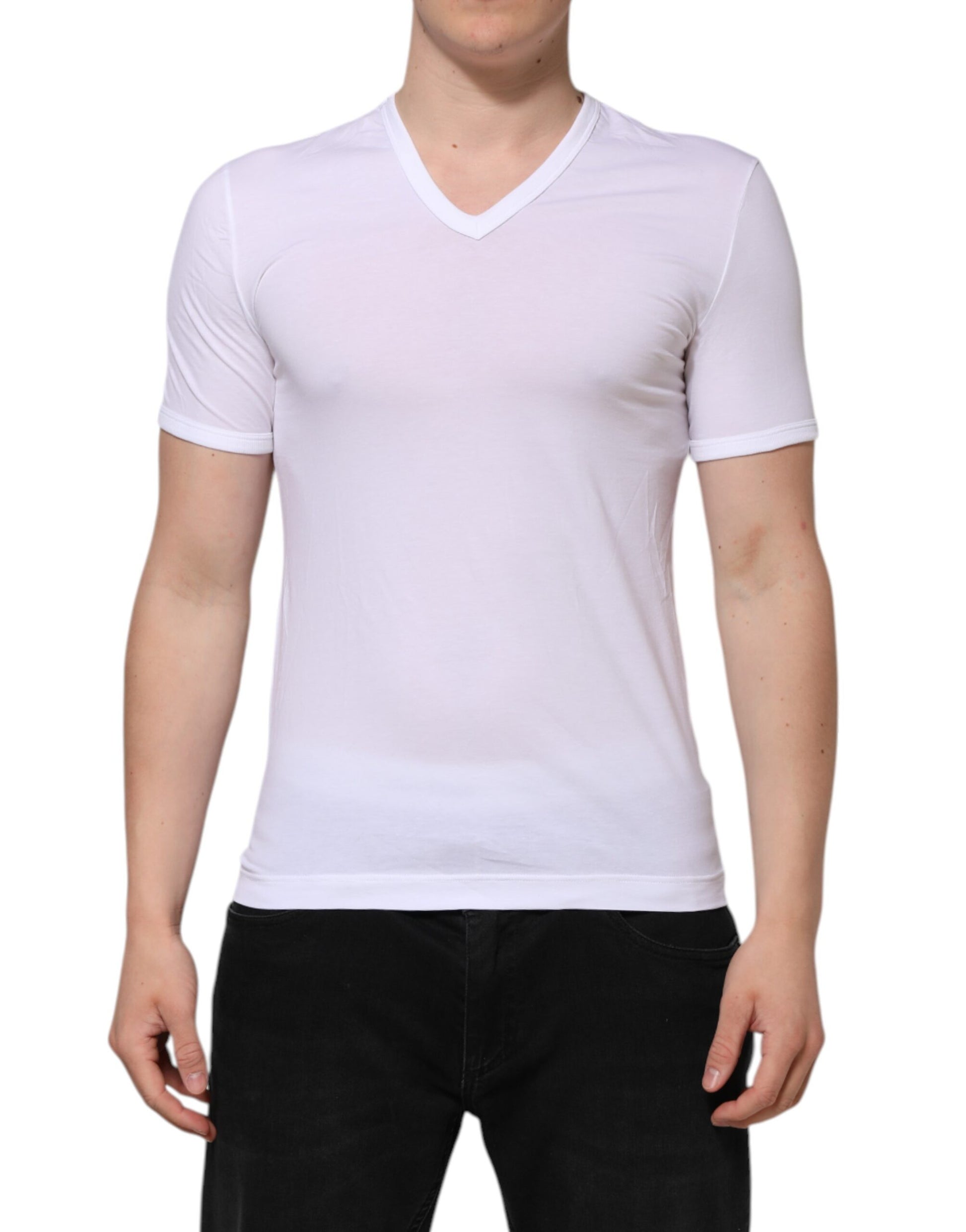 T-shirt sous-vêtement Dolce & Gabbana blanc à manches courtes et col en V