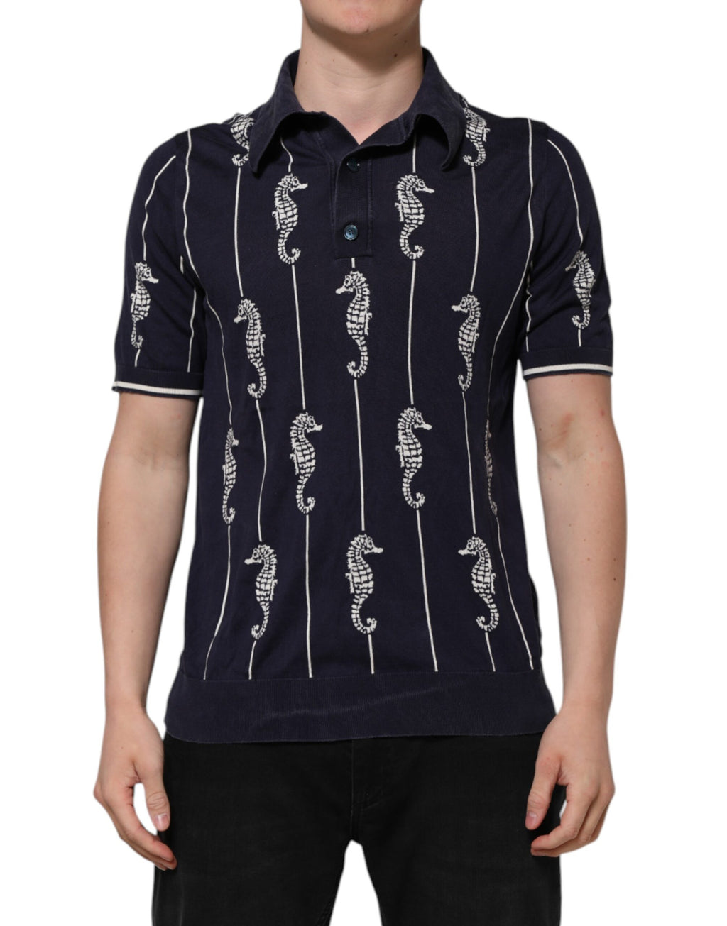 Polo Dolce & Gabbana col requin hippocampe bleu foncé