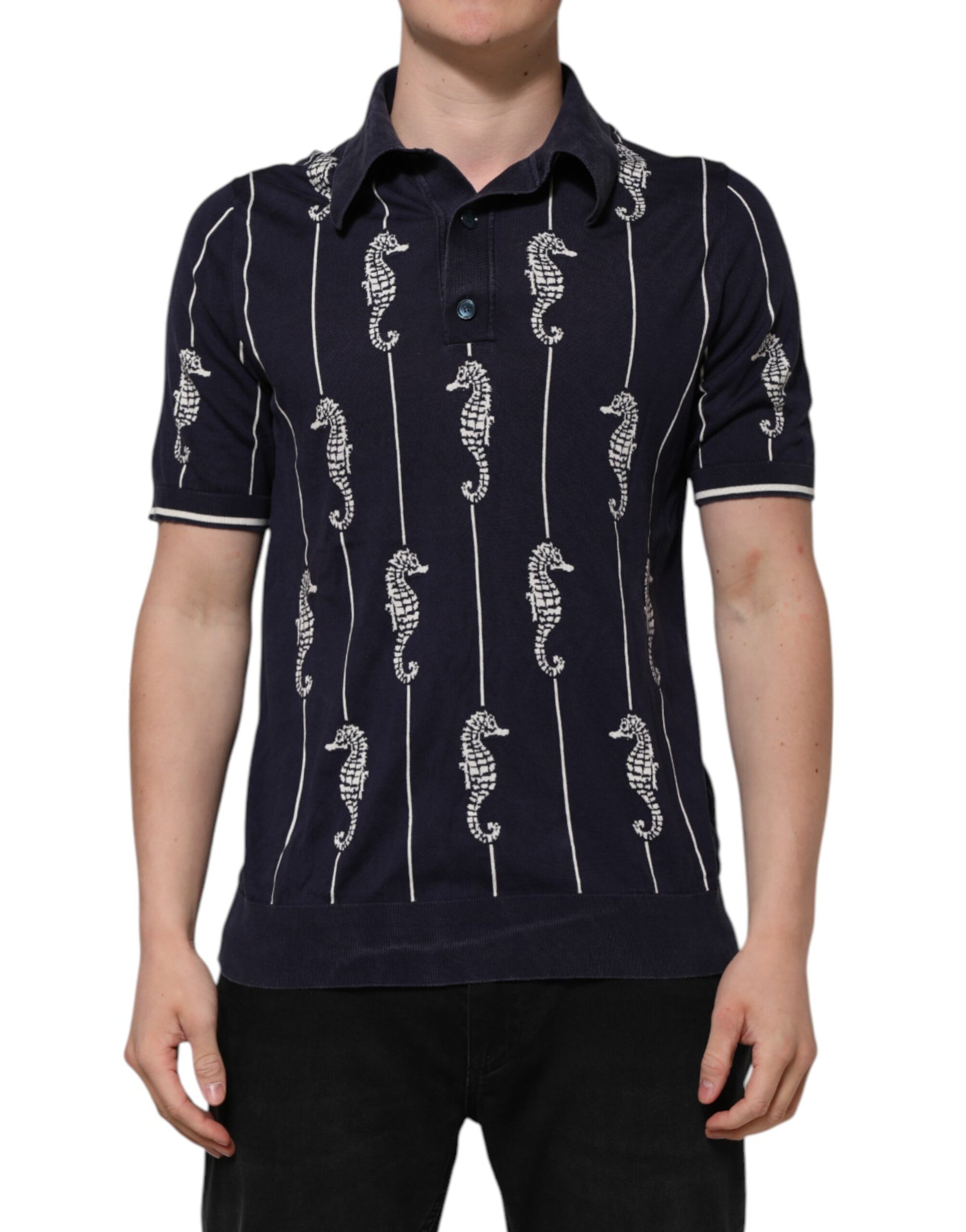 Polo Dolce & Gabbana col requin hippocampe bleu foncé