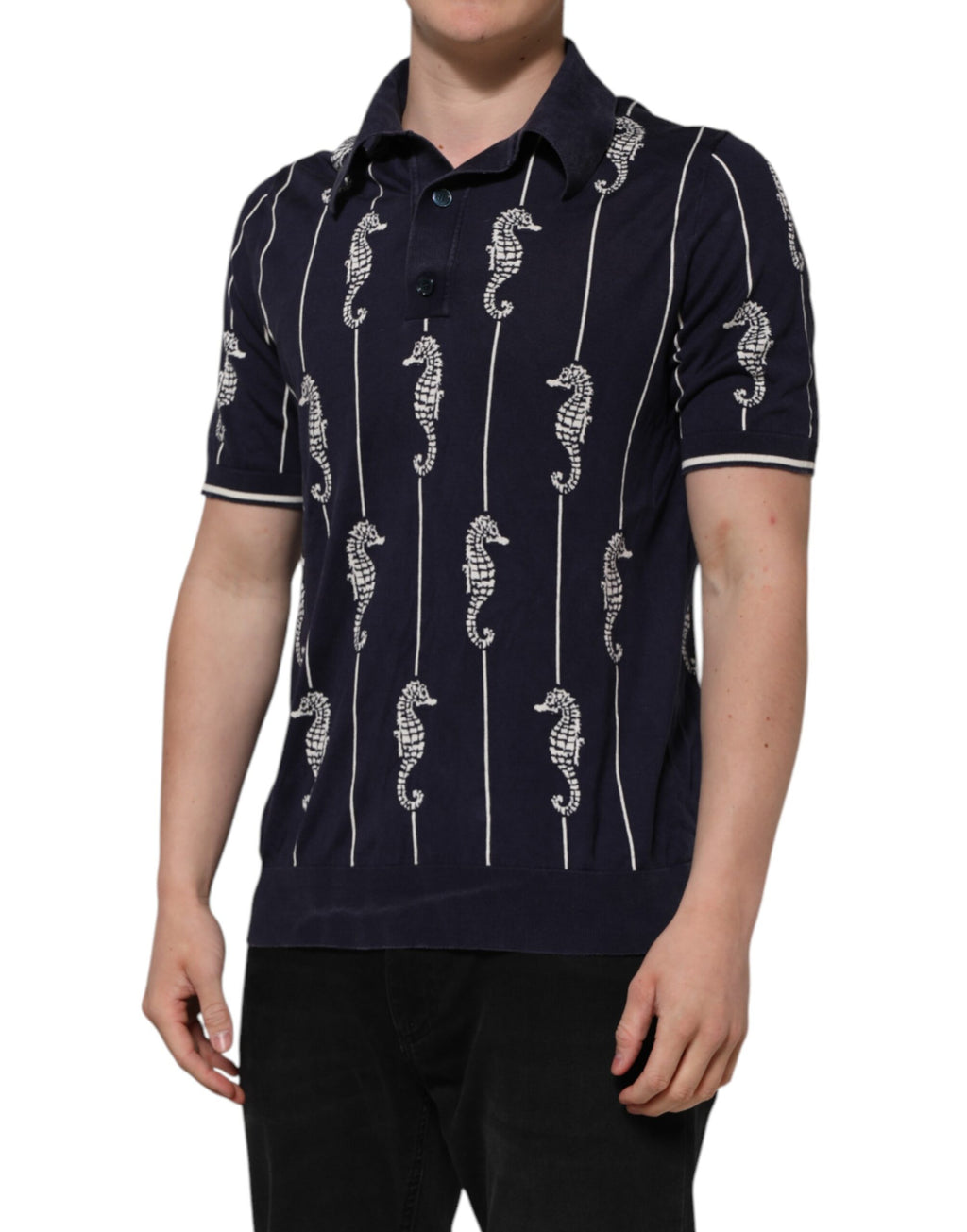 Polo Dolce & Gabbana col requin hippocampe bleu foncé