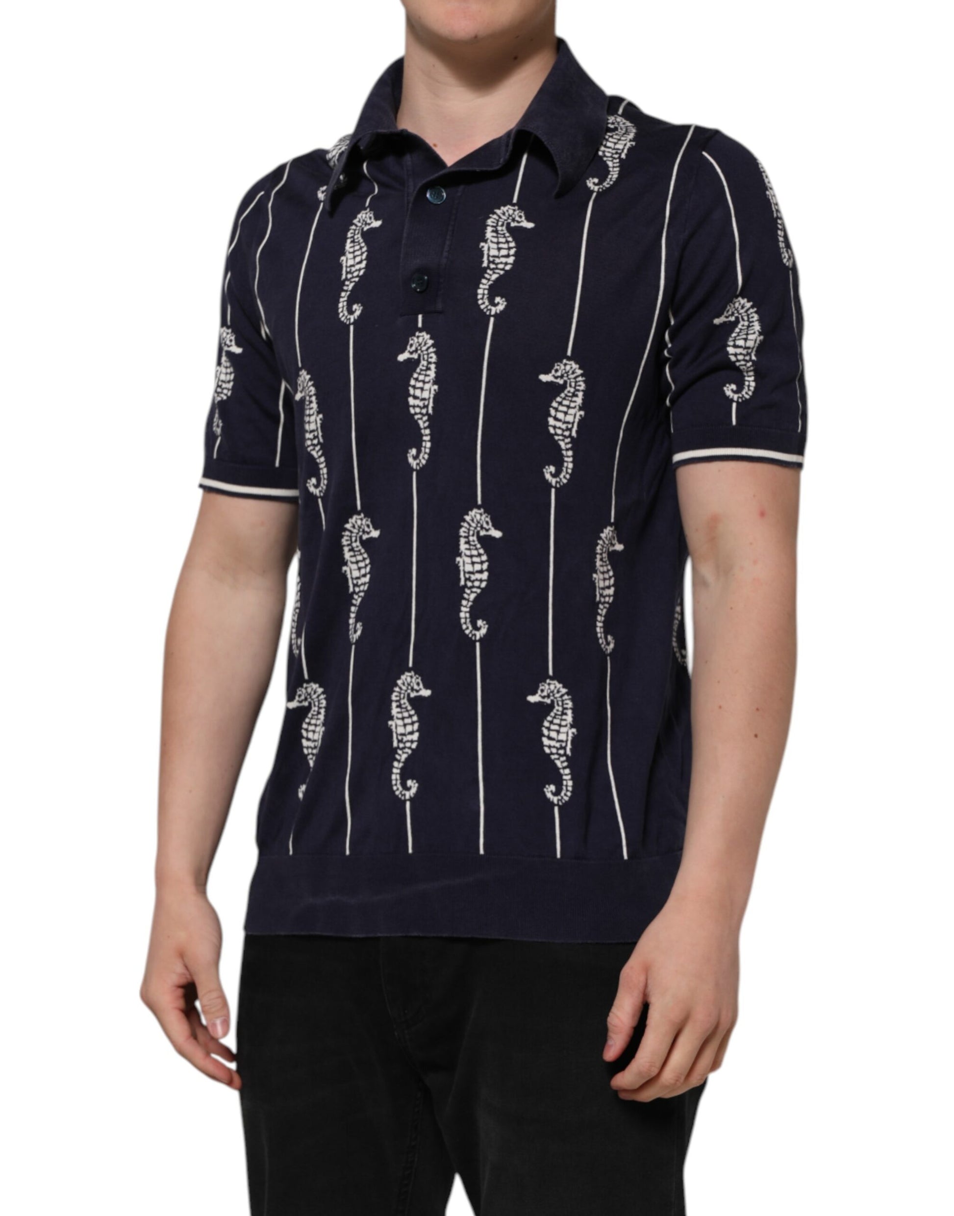 Polo Dolce & Gabbana col requin hippocampe bleu foncé
