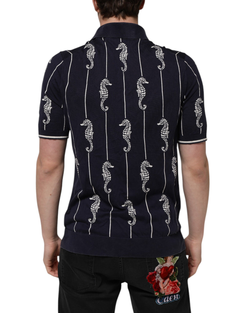 Polo Dolce & Gabbana col requin hippocampe bleu foncé