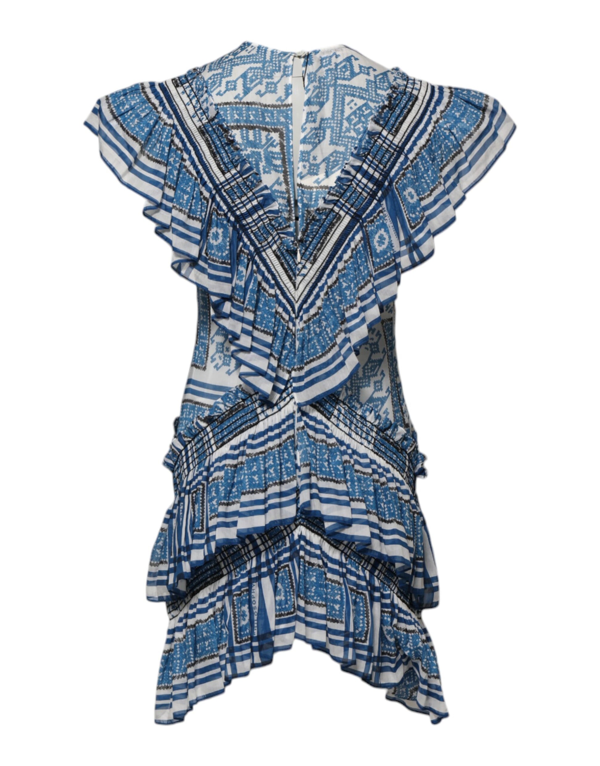 Robe Courte Superposée à Manches Courtes à Motif Bleu Philosophy di Lorenzo Serafini