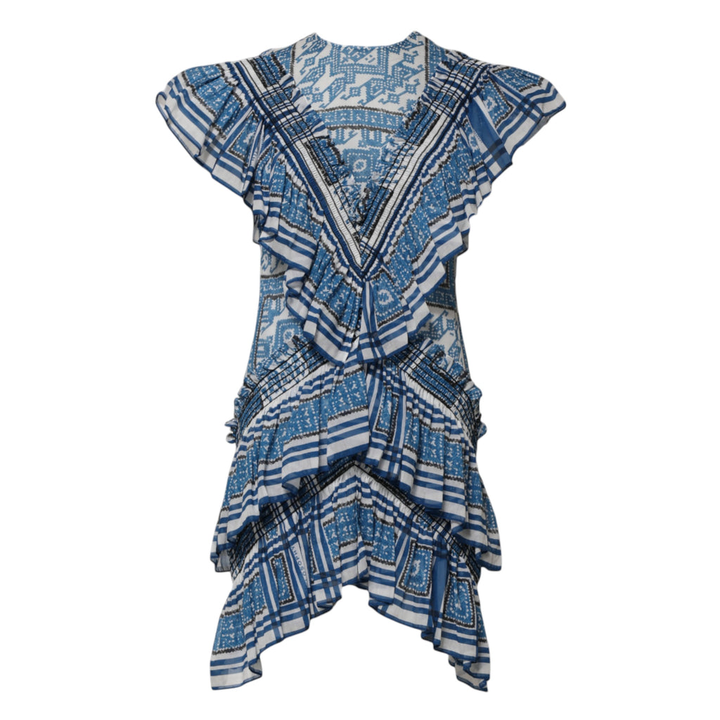 Robe Courte Superposée à Manches Courtes à Motif Bleu Philosophy di Lorenzo Serafini