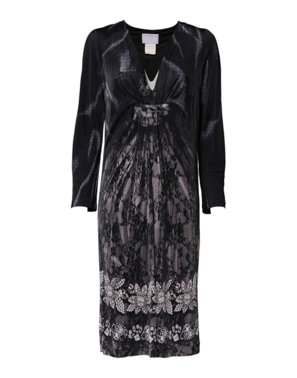 Robe fourreau midi en viscose noire à motifs floraux Roberto Cavalli