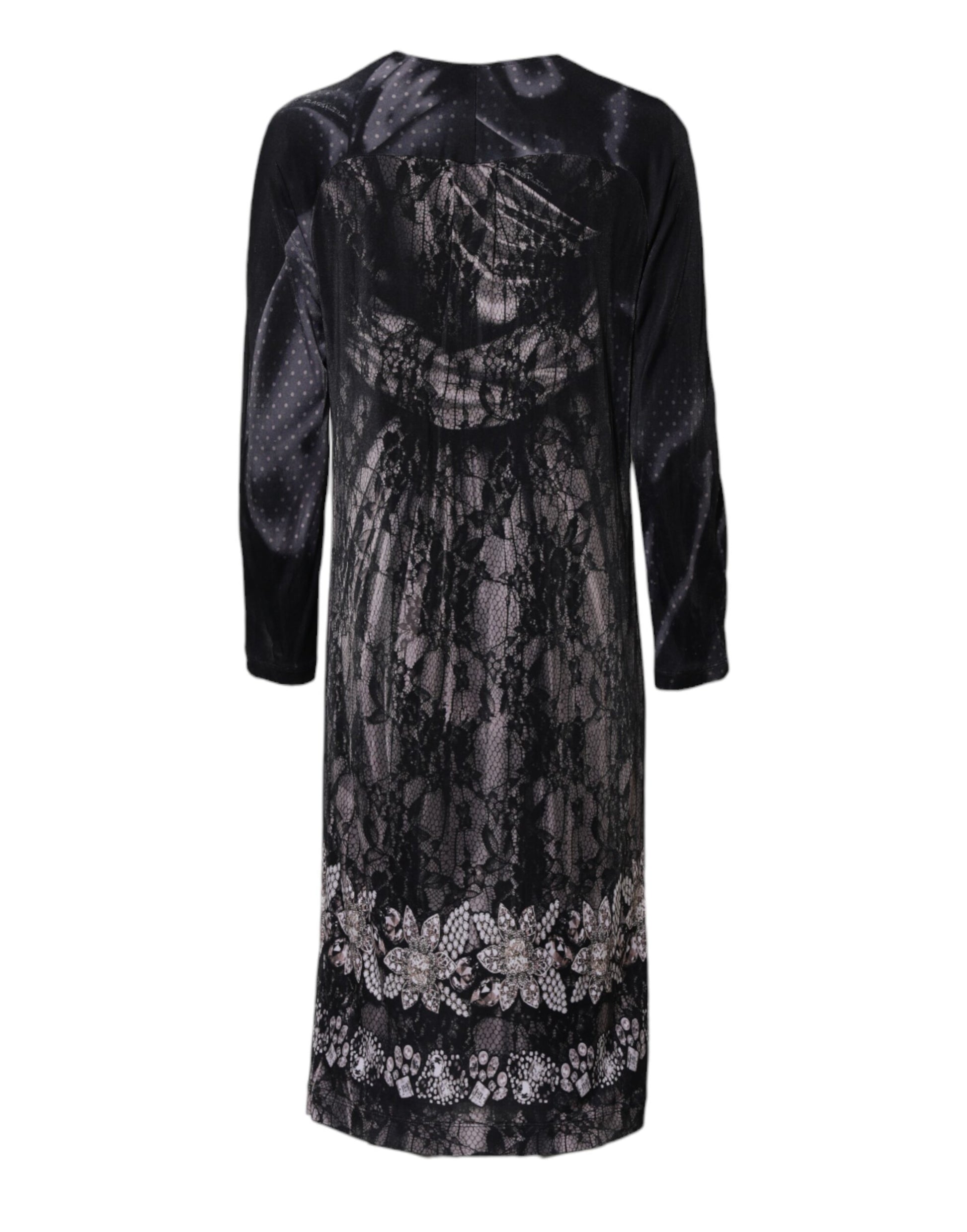 Robe fourreau midi en viscose noire à motifs floraux Roberto Cavalli