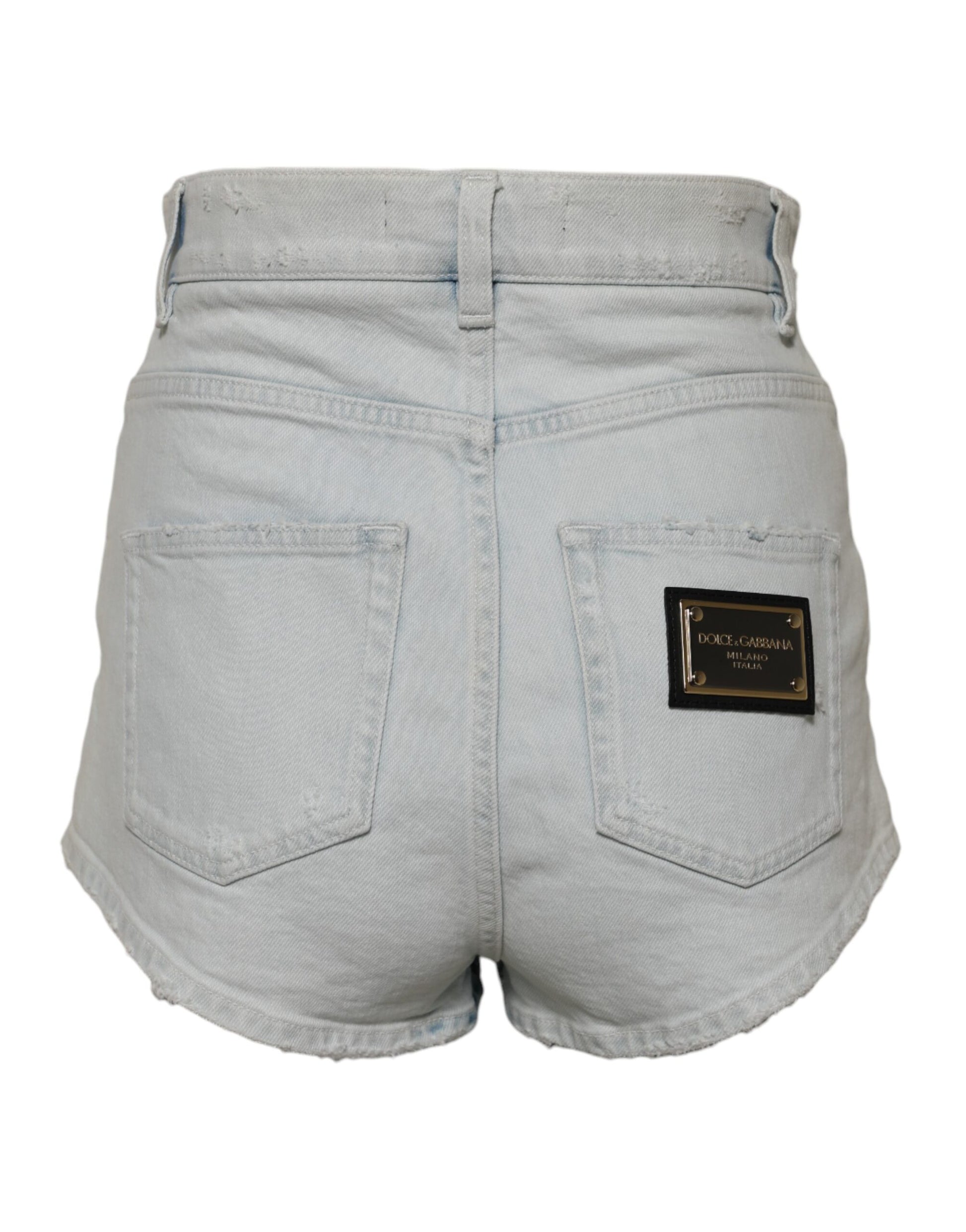 Dolce &amp; Gabbana – Hellblaue Hotpants-Shorts aus gewaschenem Denim