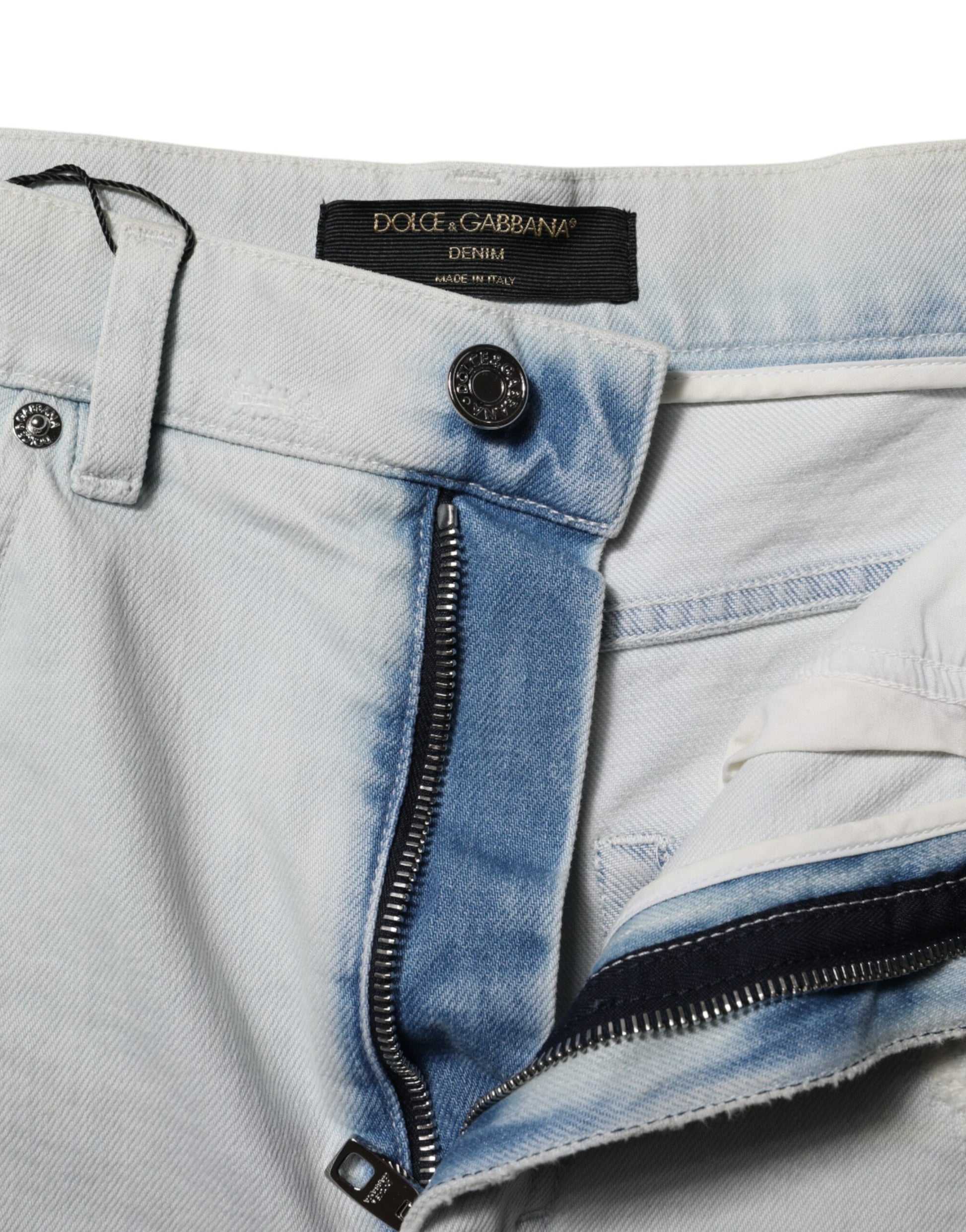 Dolce &amp; Gabbana – Hellblaue Hotpants-Shorts aus gewaschenem Denim