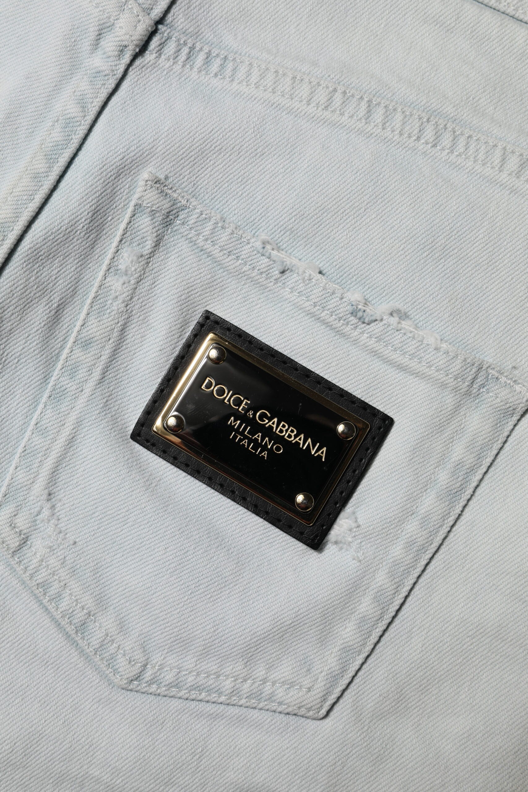 Dolce &amp; Gabbana – Hellblaue Hotpants-Shorts aus gewaschenem Denim