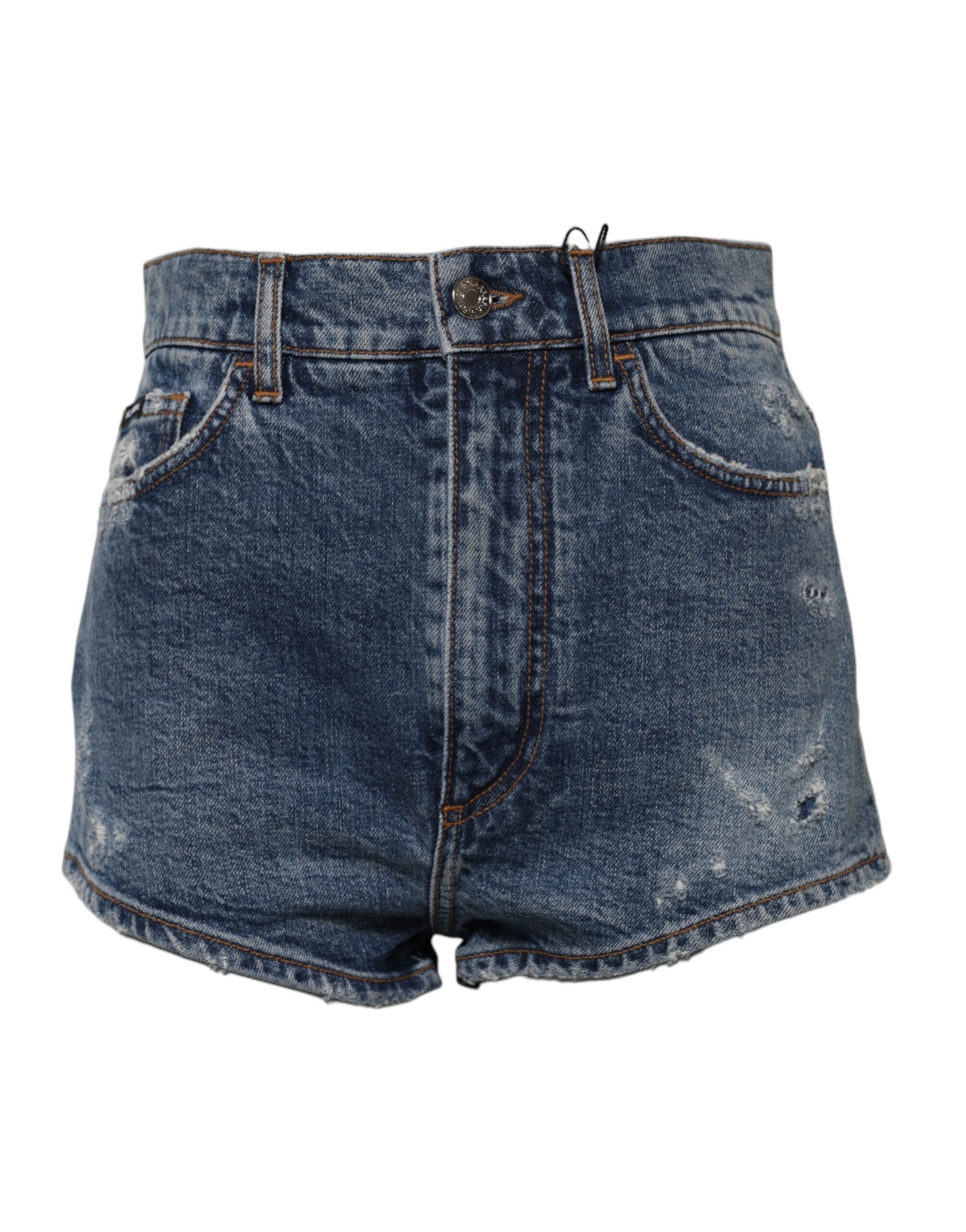 Shorts en jean en coton déchiré bleu Dolce & Gabbana