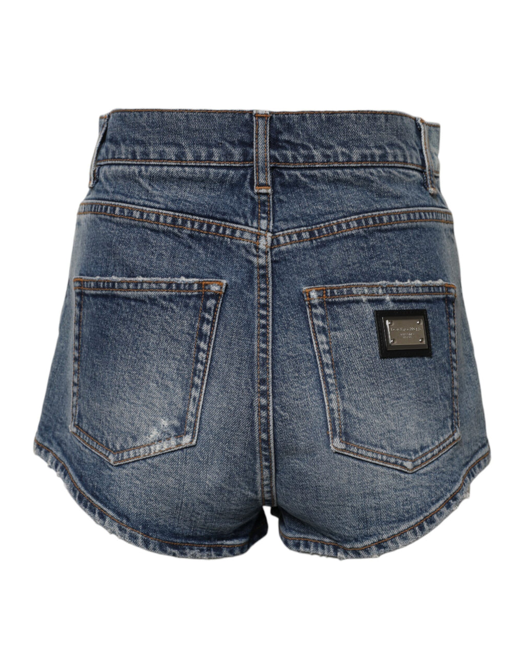 Shorts en jean en coton déchiré bleu Dolce & Gabbana