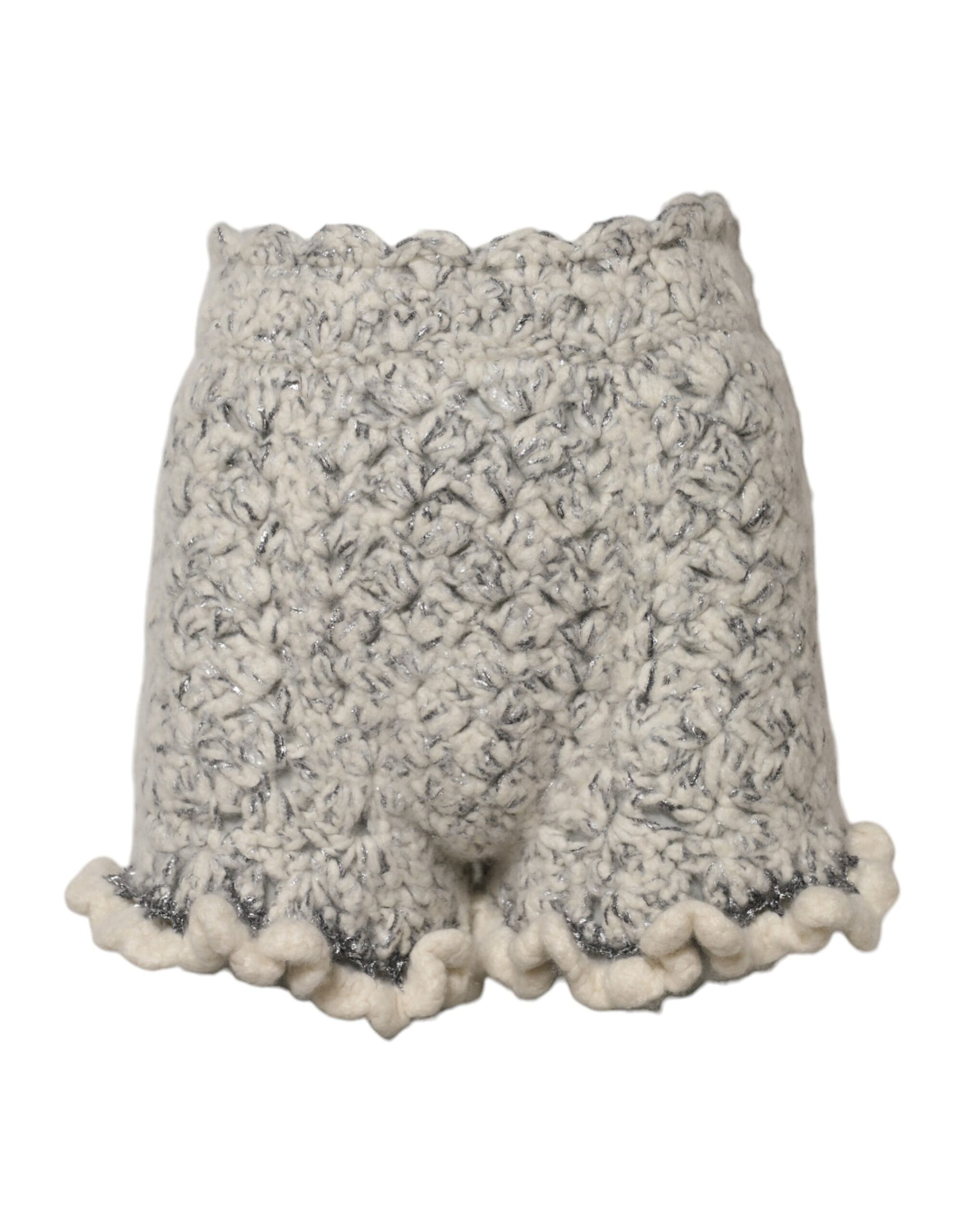 Short en cachemire bouclé métallique à volants Dolce & Gabbana