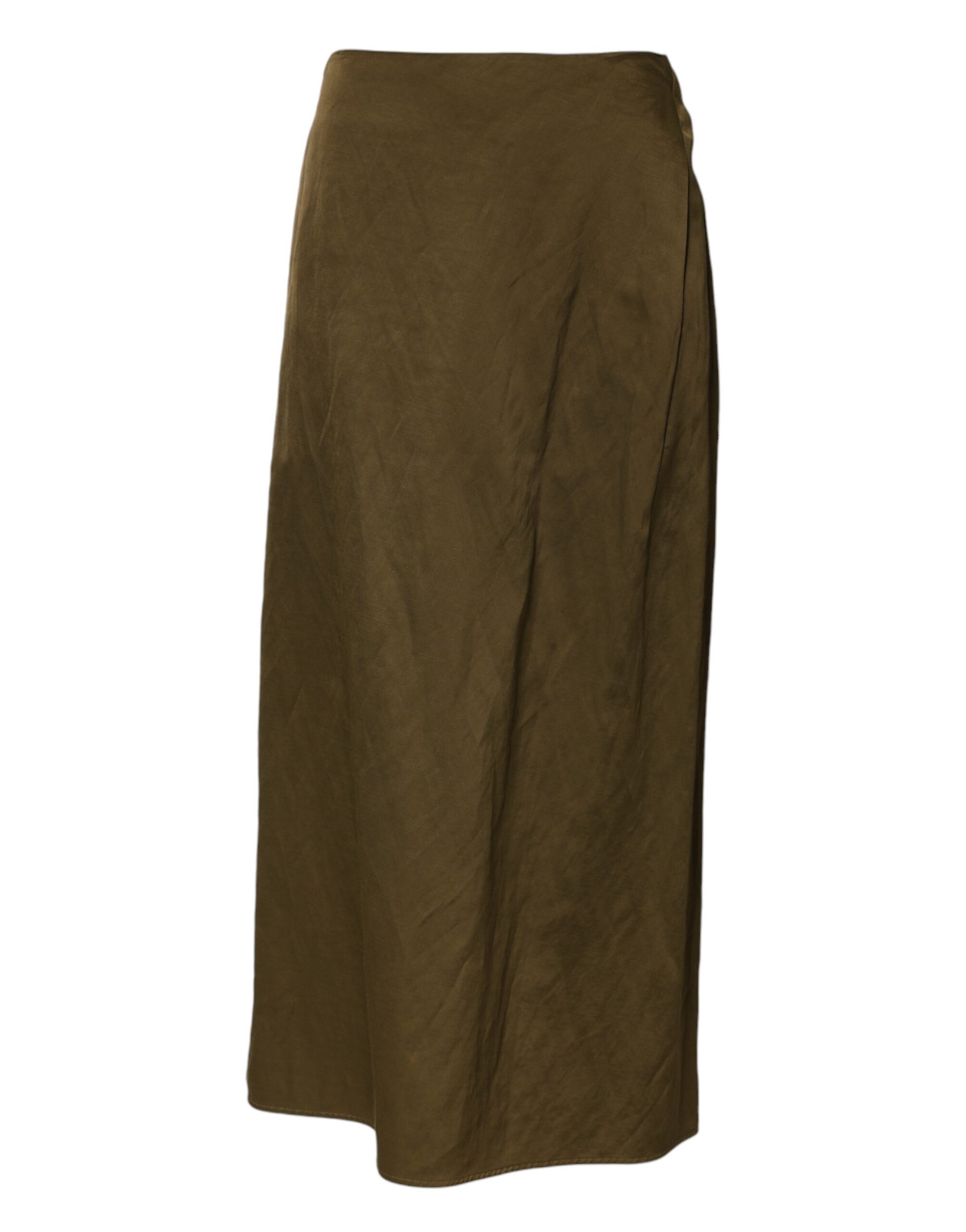 Jupe midi taille haute évasée en viscose vert olive Jil Sander
