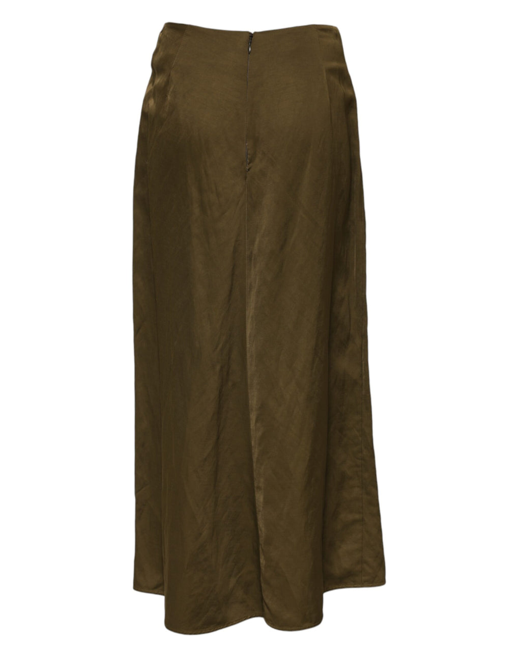 Jupe midi taille haute évasée en viscose vert olive Jil Sander