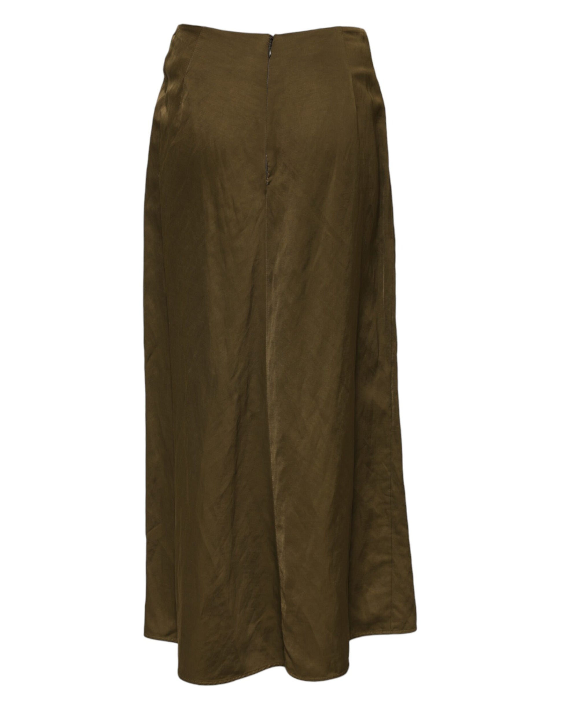 Jupe midi taille haute évasée en viscose vert olive Jil Sander