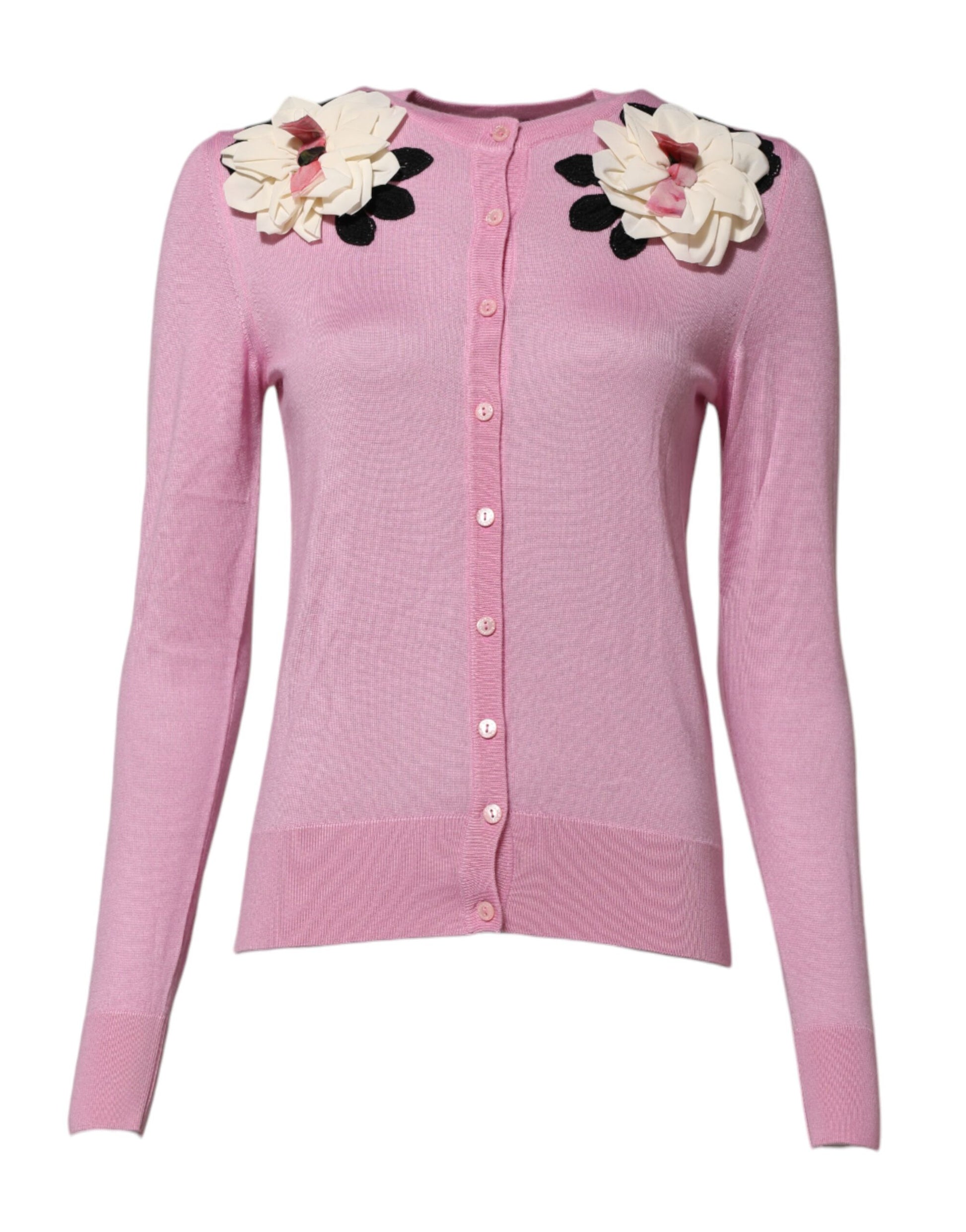 Gilet cardigan Dolce & Gabbana rose à détails floraux