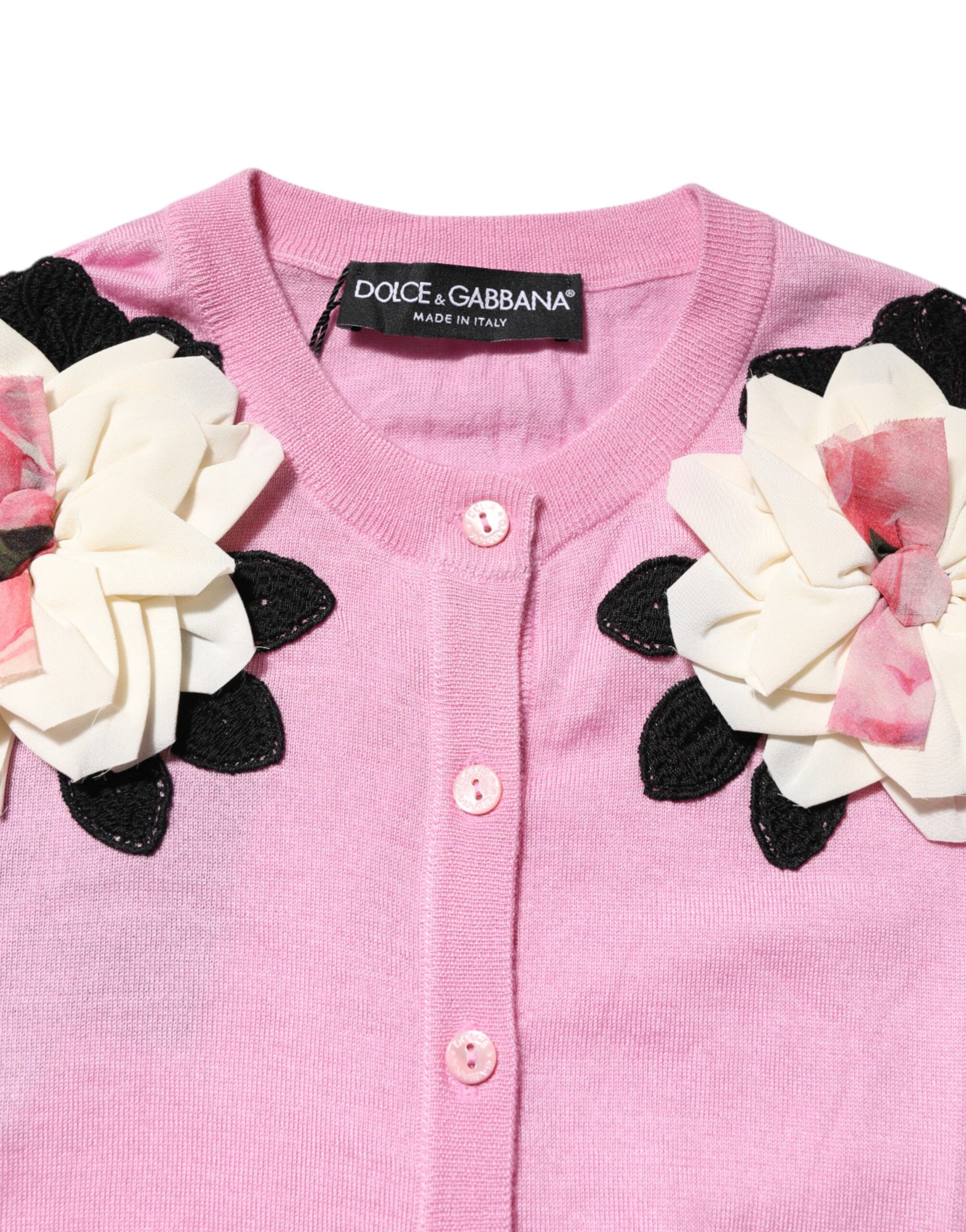 Gilet cardigan Dolce & Gabbana rose à détails floraux