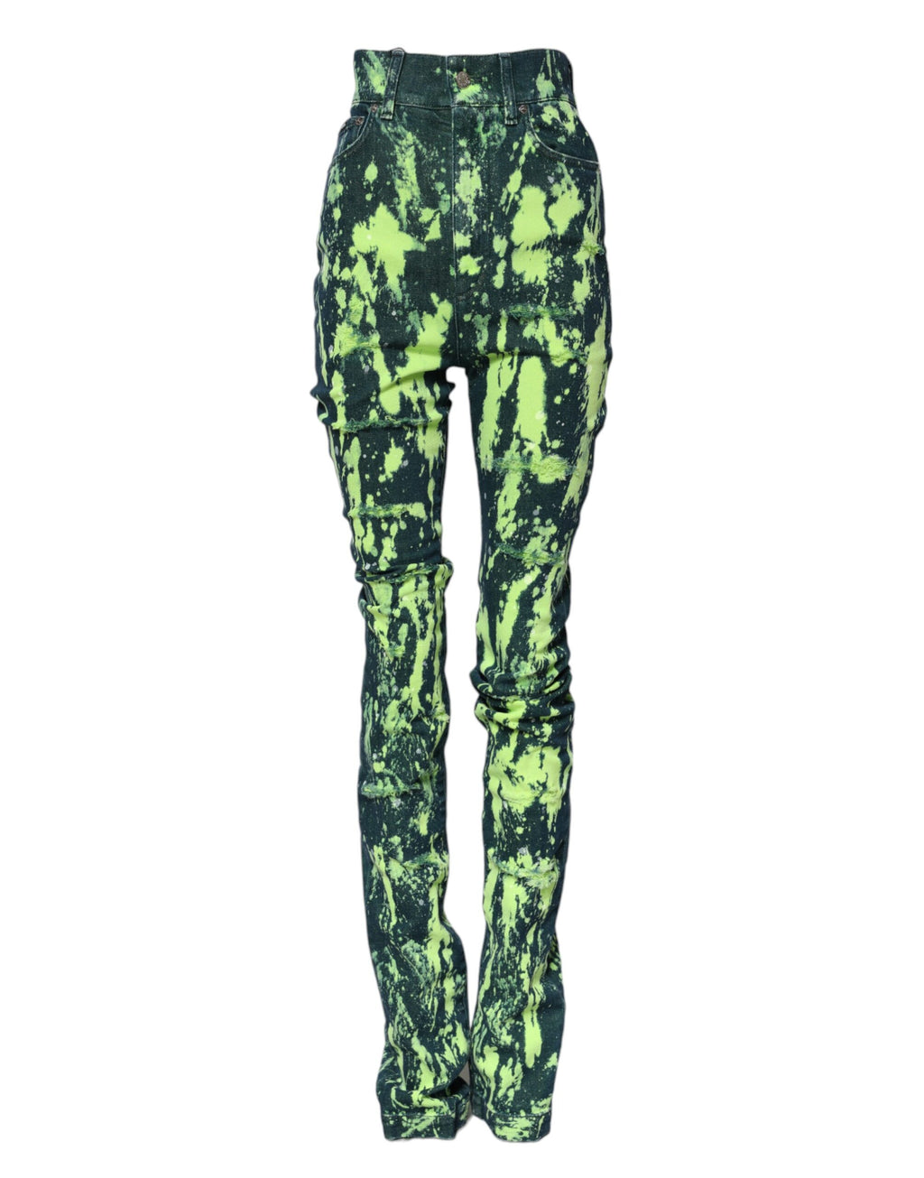 Jeans en denim taille haute Dolce & Gabbana vert Color Splash