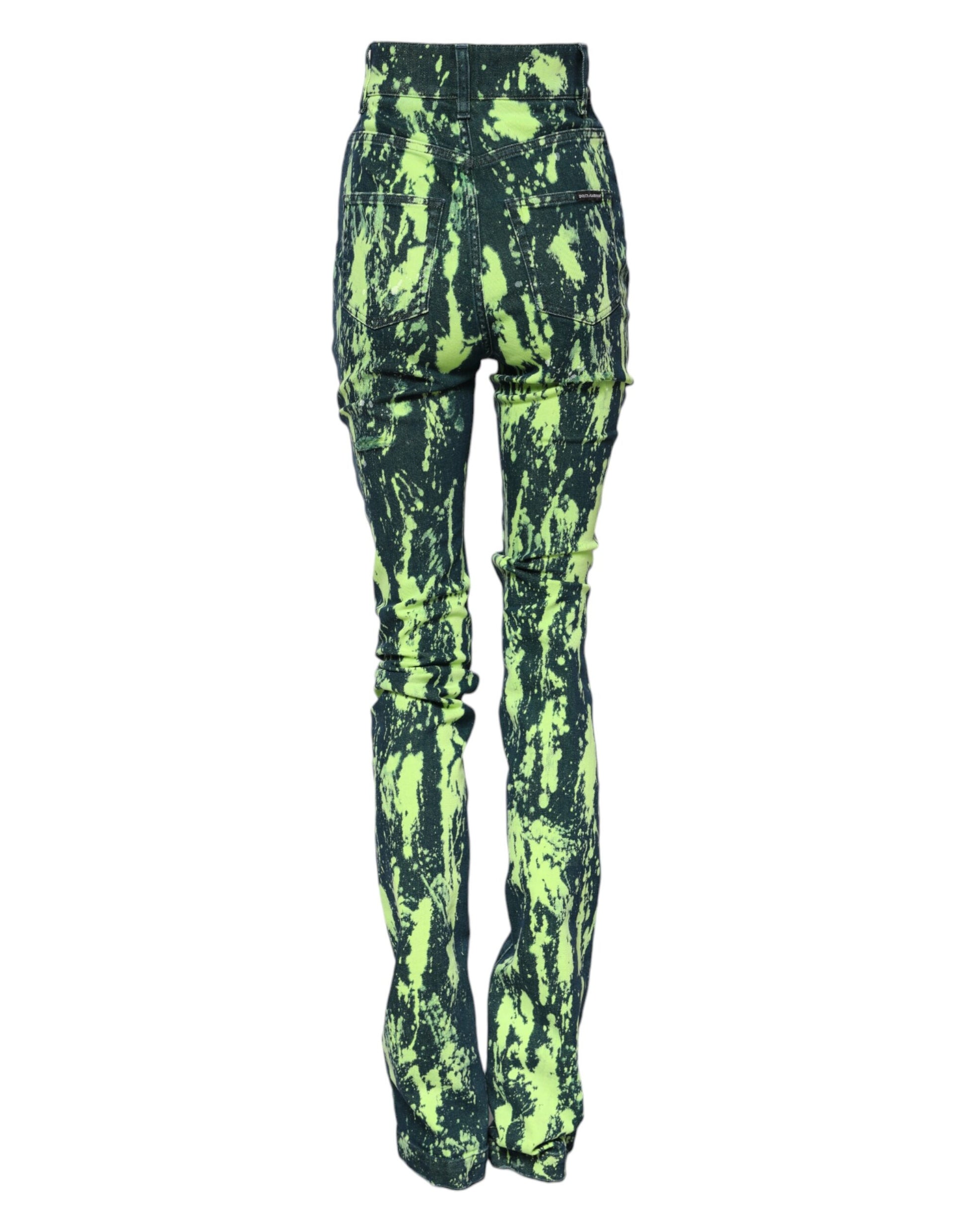 Jeans en denim taille haute Dolce & Gabbana vert Color Splash