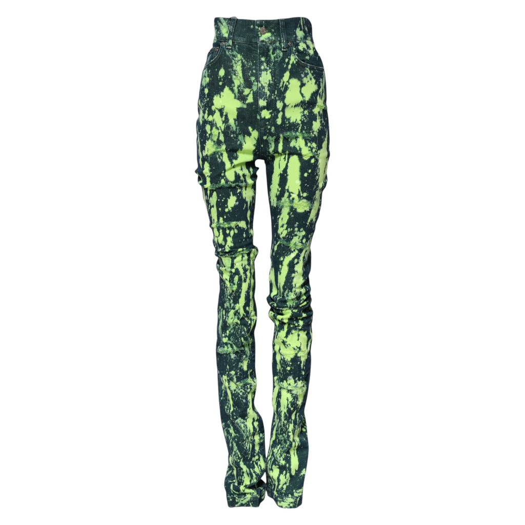 Jeans en denim taille haute Dolce & Gabbana vert Color Splash