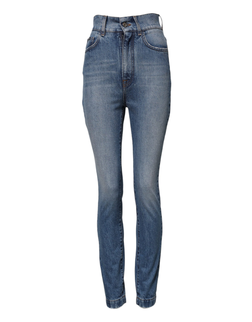 Jeans skinny taille haute en denim bleu délavé Dolce & Gabbana