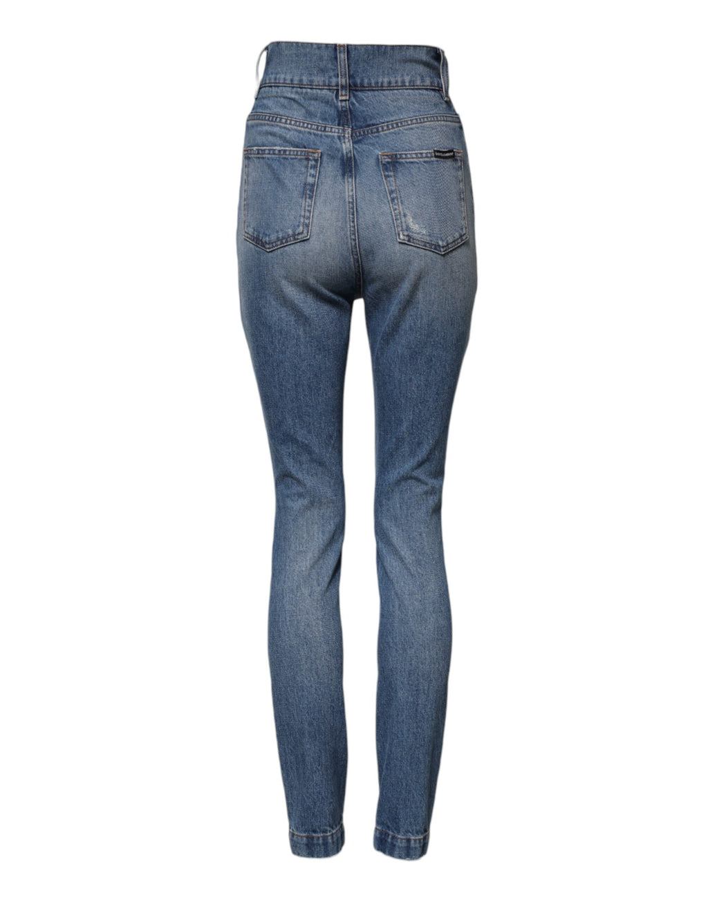 Jeans skinny taille haute en denim bleu délavé Dolce & Gabbana