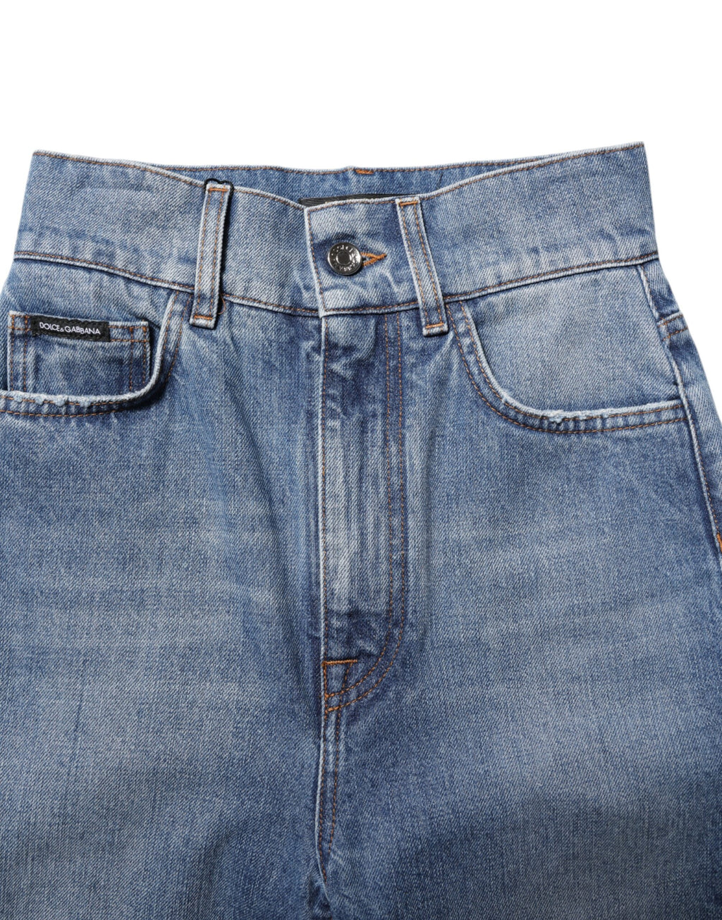 Jeans skinny taille haute en denim bleu délavé Dolce & Gabbana