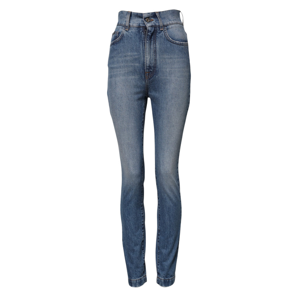 Jeans skinny taille haute en denim bleu délavé Dolce & Gabbana