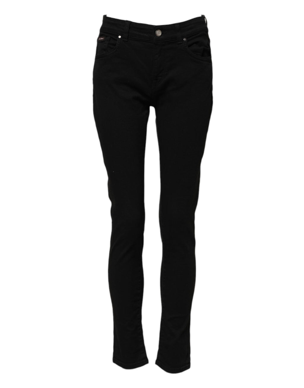 Jean slim en denim noir à logo et taille mi-haute Dolce & Gabbana en coton