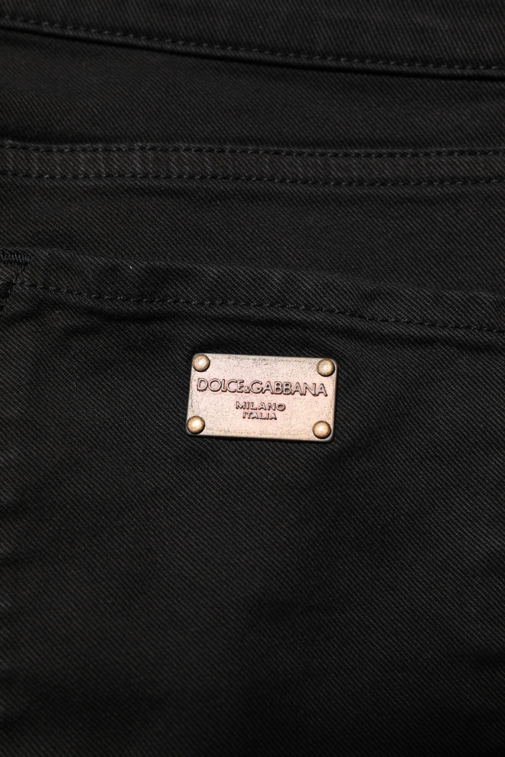 Jean slim en denim noir à logo et taille mi-haute Dolce & Gabbana en coton