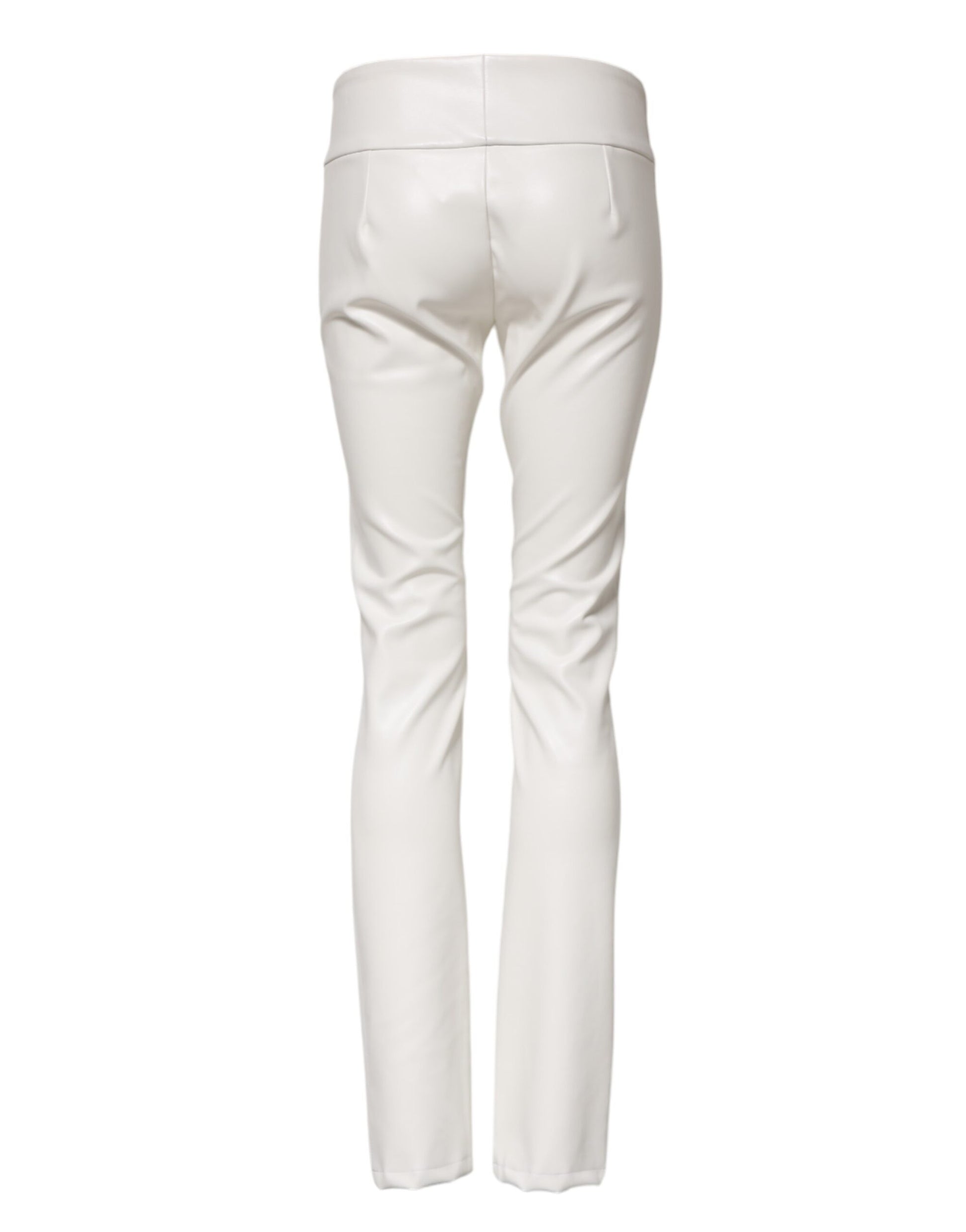 Pantalon fuselé taille haute en polyuréthane blanc Dolce & Gabbana