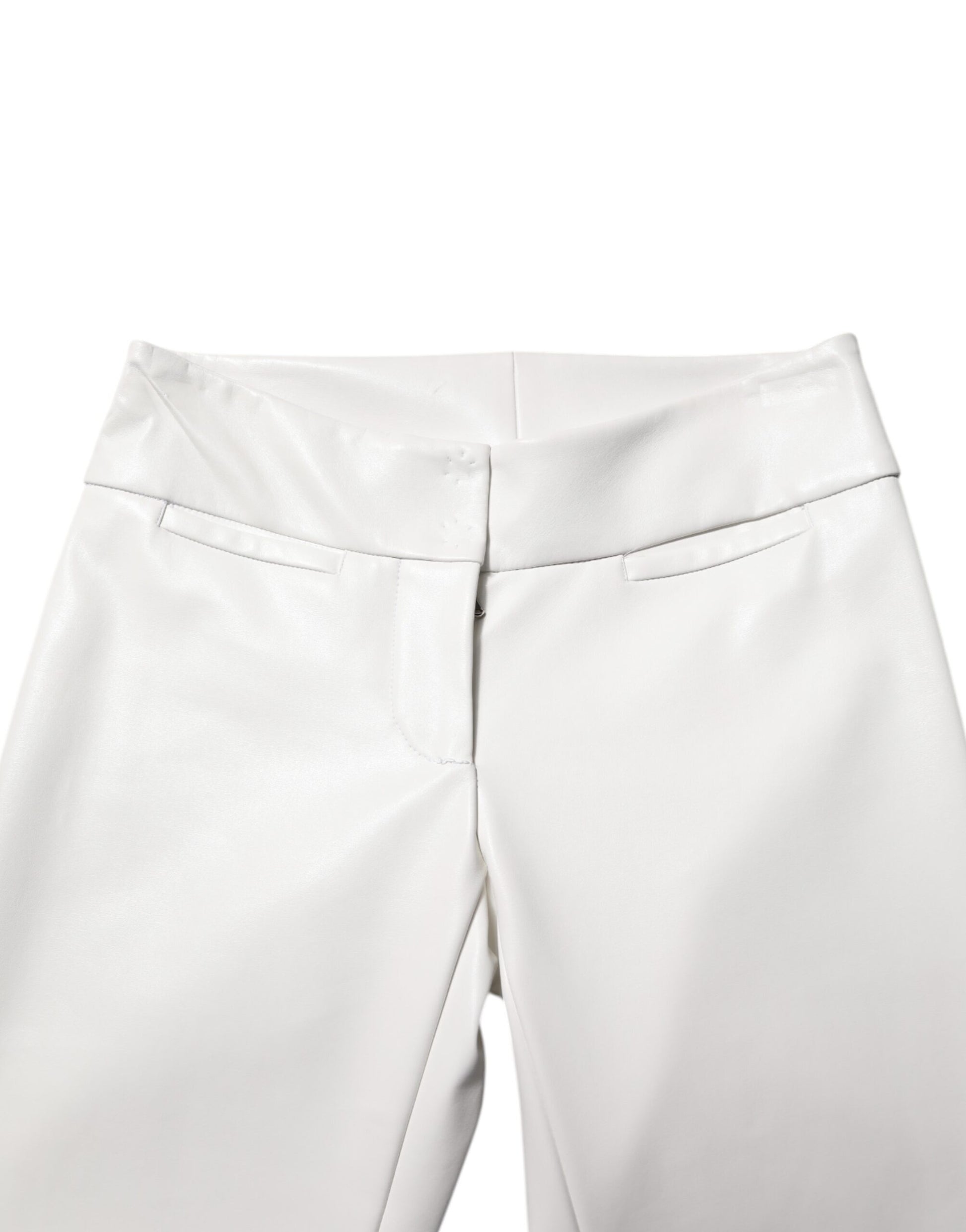 Pantalon fuselé taille haute en polyuréthane blanc Dolce & Gabbana
