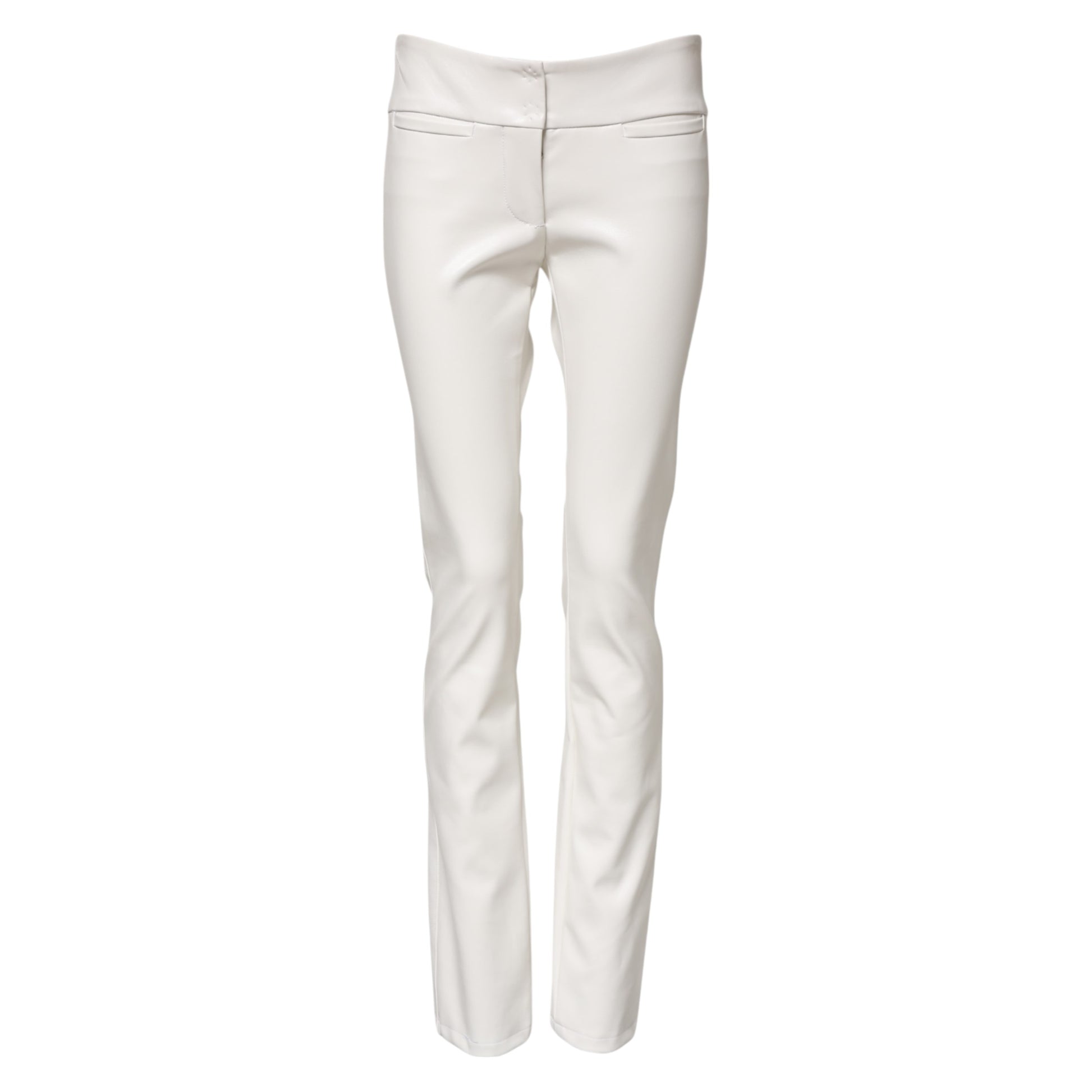 Pantalon fuselé taille haute en polyuréthane blanc Dolce & Gabbana